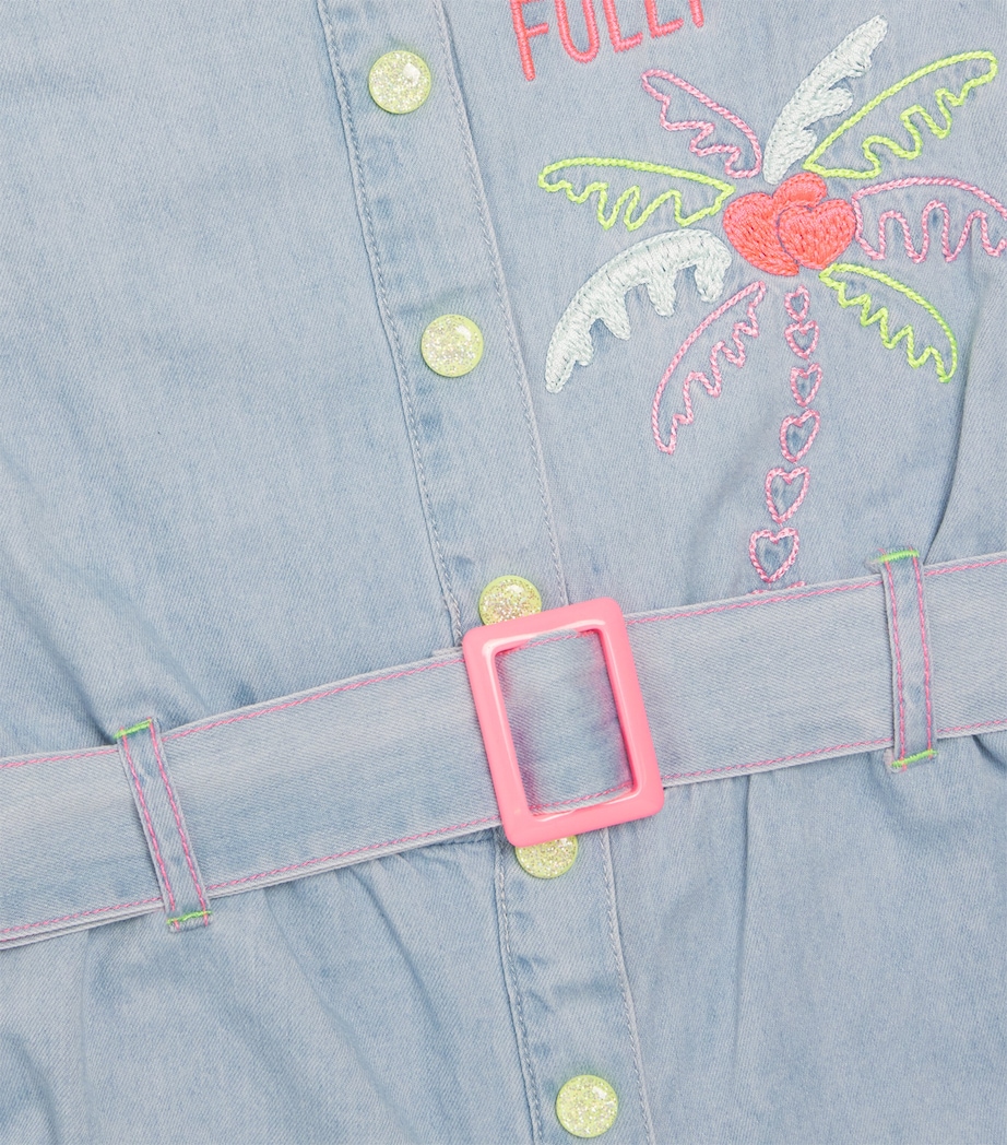 Denim Embroidered Playsuit (2-12 Years) Z04 BLEACH Image 3