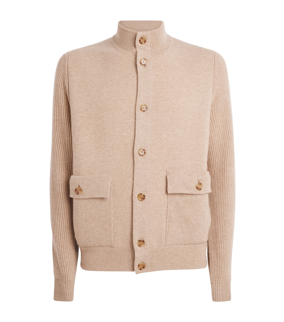 Wool-Blend High-Neck Cardigan 210BC BEIGE Image 1