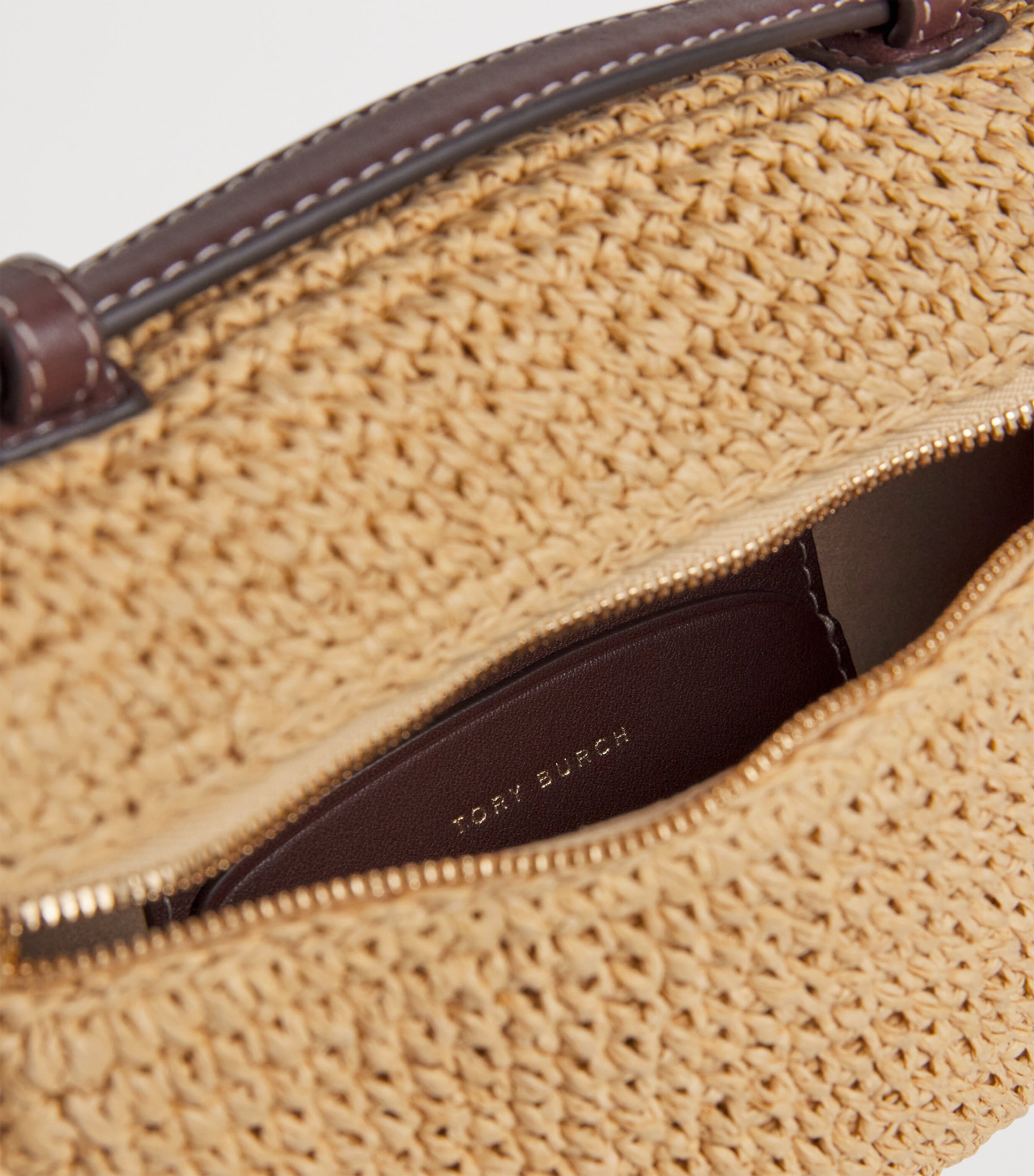 Tory Burch Raffia Romy Slim Top-Handle Bag Natural Image 5