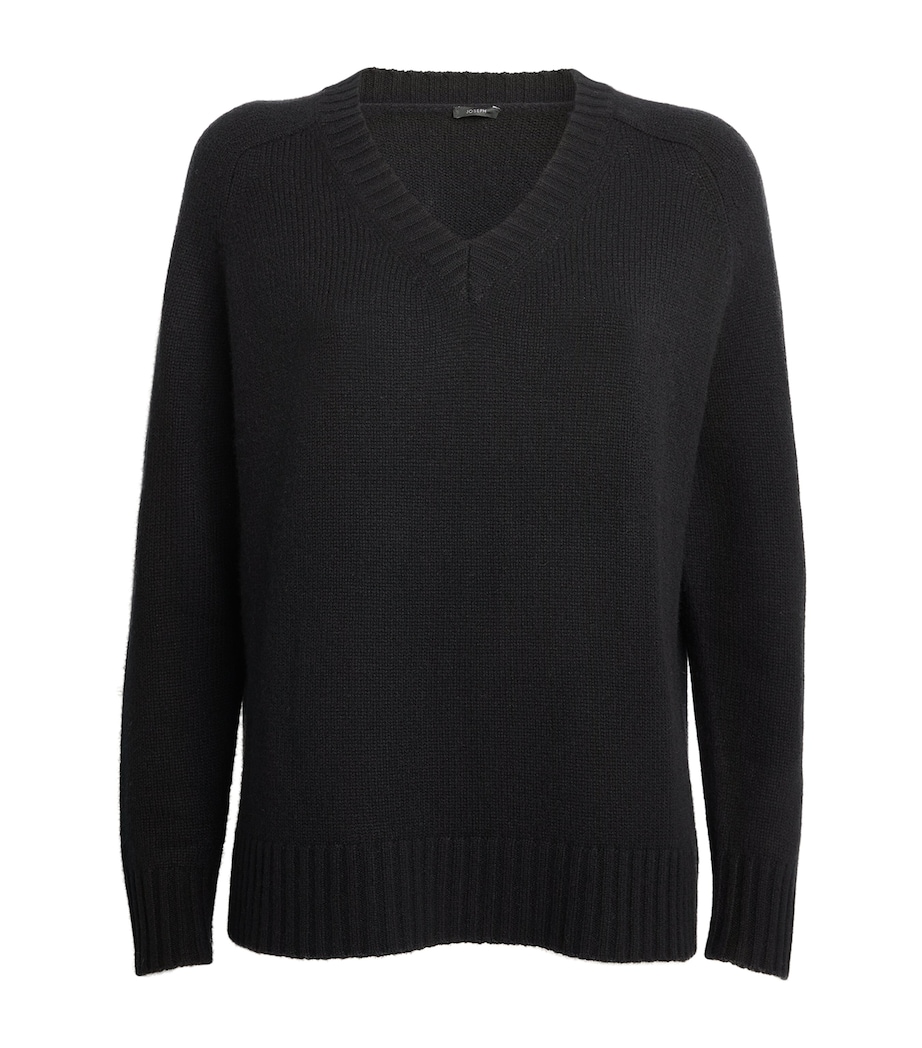 Open Cashmere V-Neck Sweater BLACK Image 1