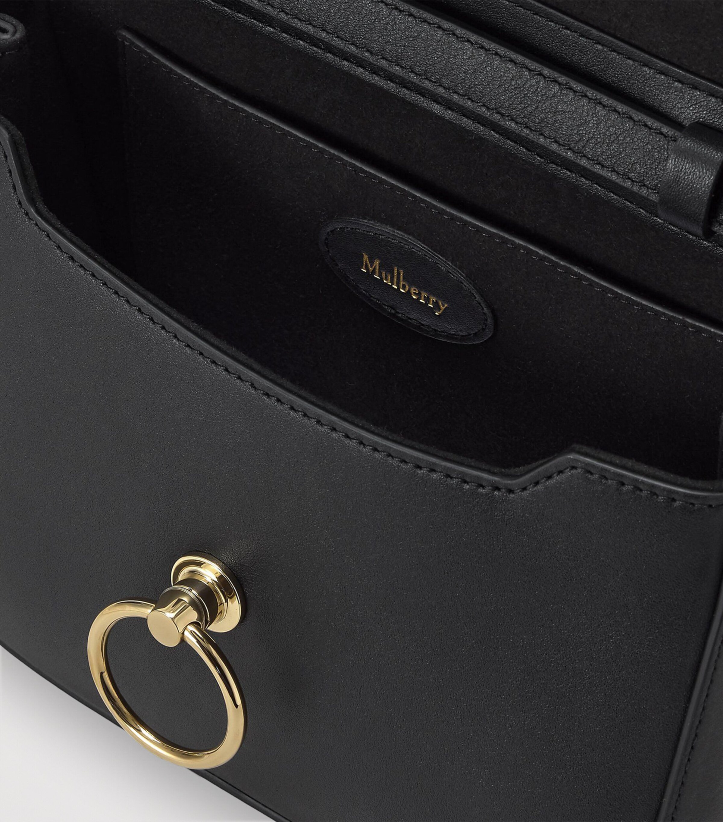 Mulberry Small Leather Amberley Top-Handle Bag Black Image 5