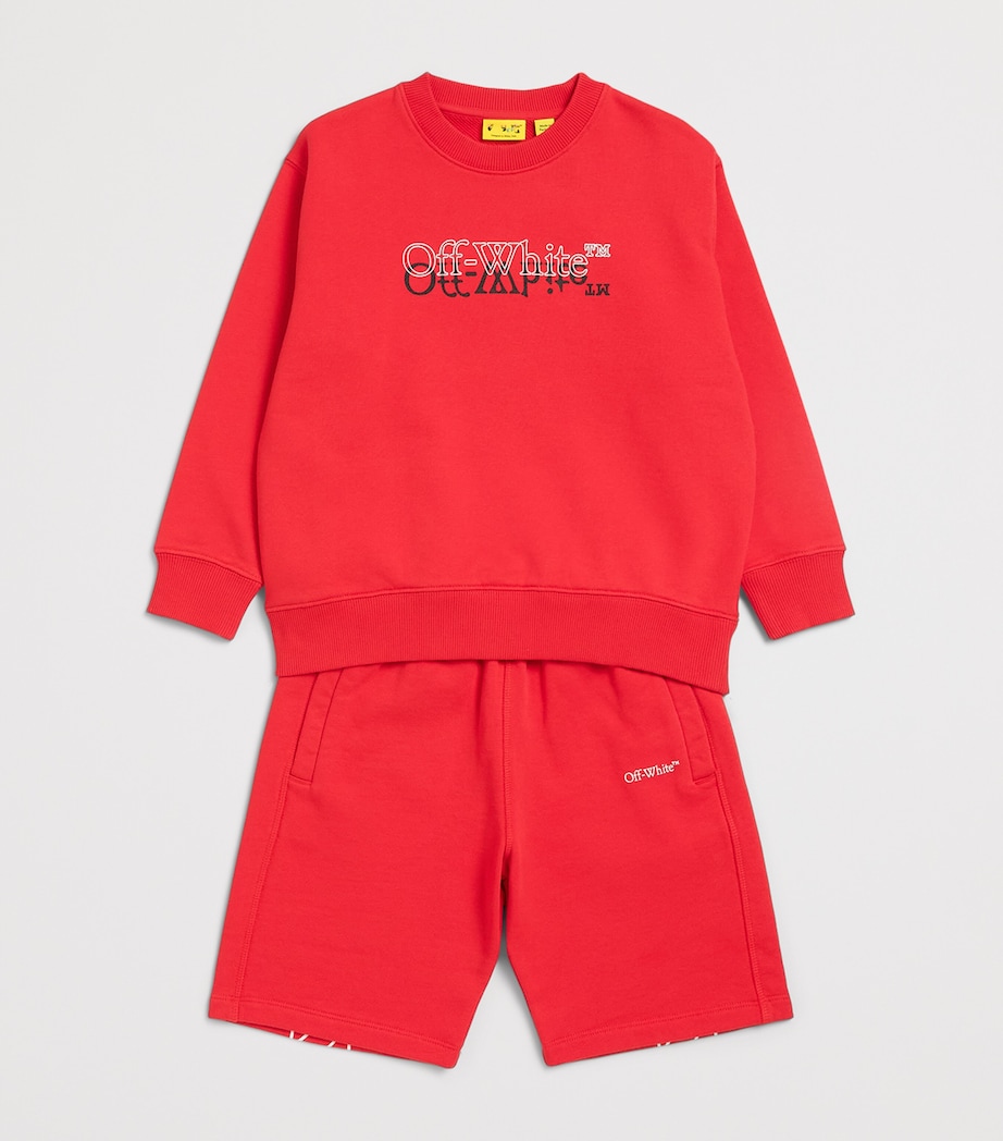 Off-White Kids Logo Print Sweatshorts (4-12+ Years) Hight Risk Red Image 3