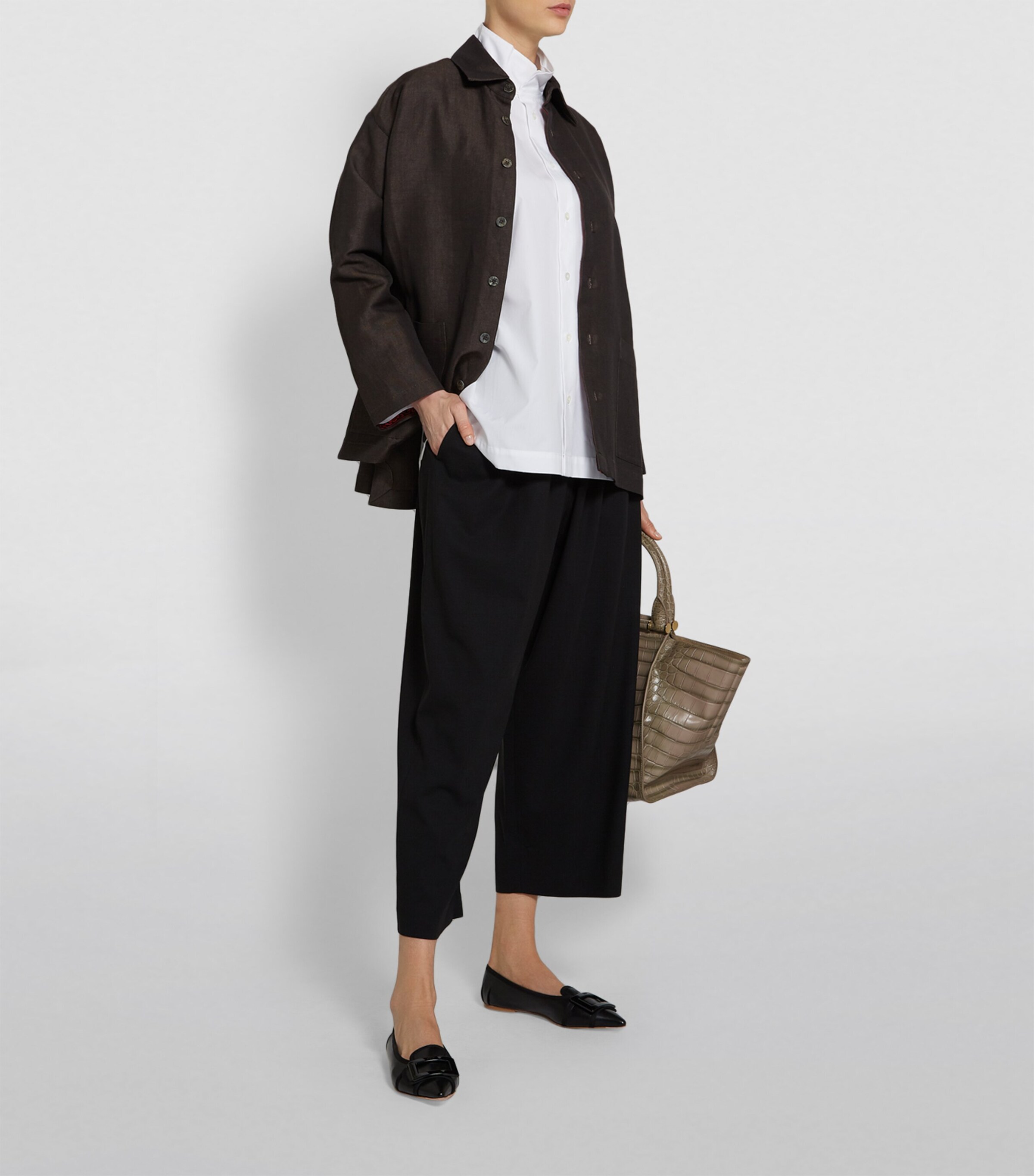 A-Line Stand-Collar Shirt WHITE Image 8