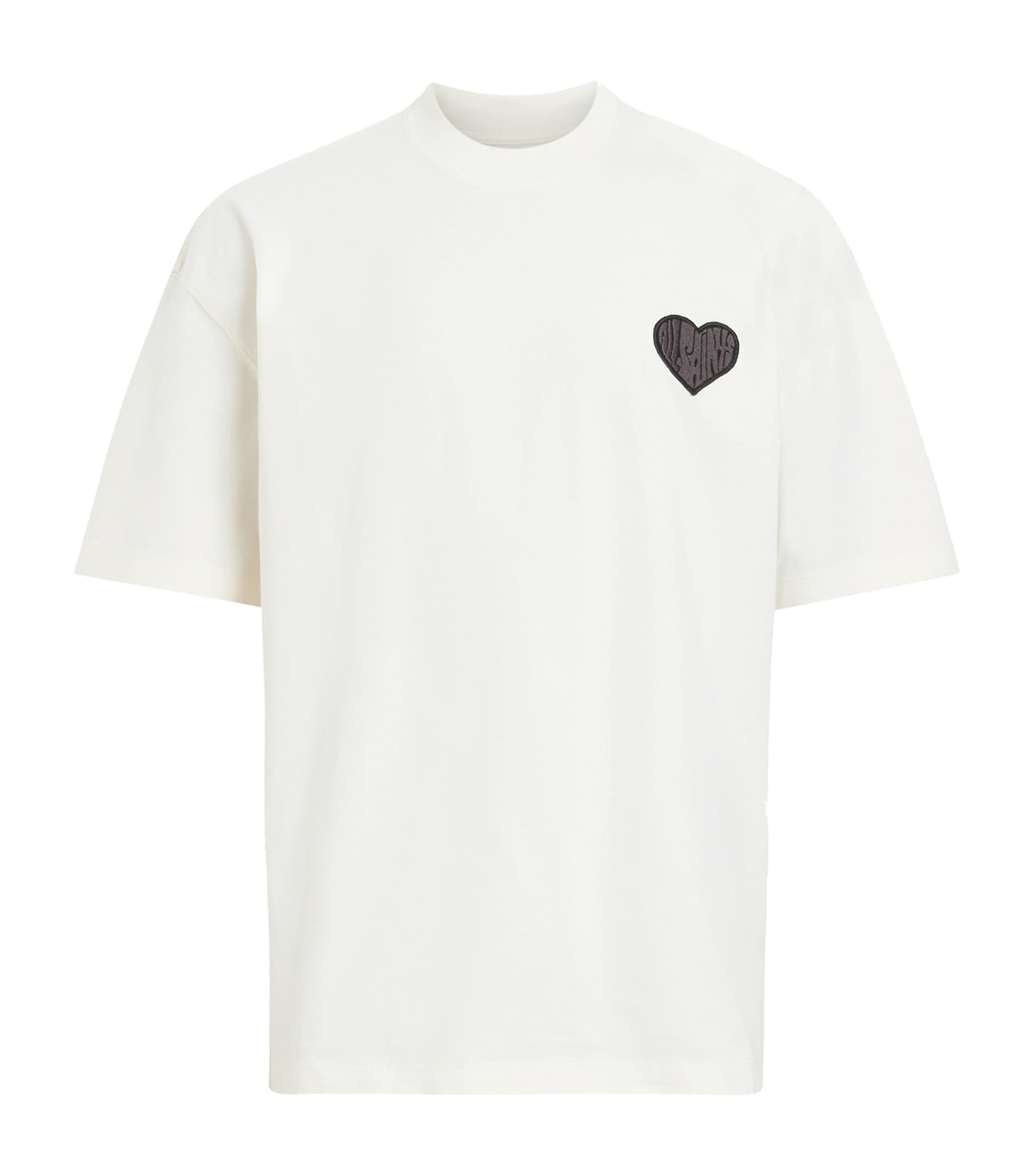 Allsaints Mens Ashen White Lover Relaxed-fit Short-sleeve Cotton T-shirt Xs In White