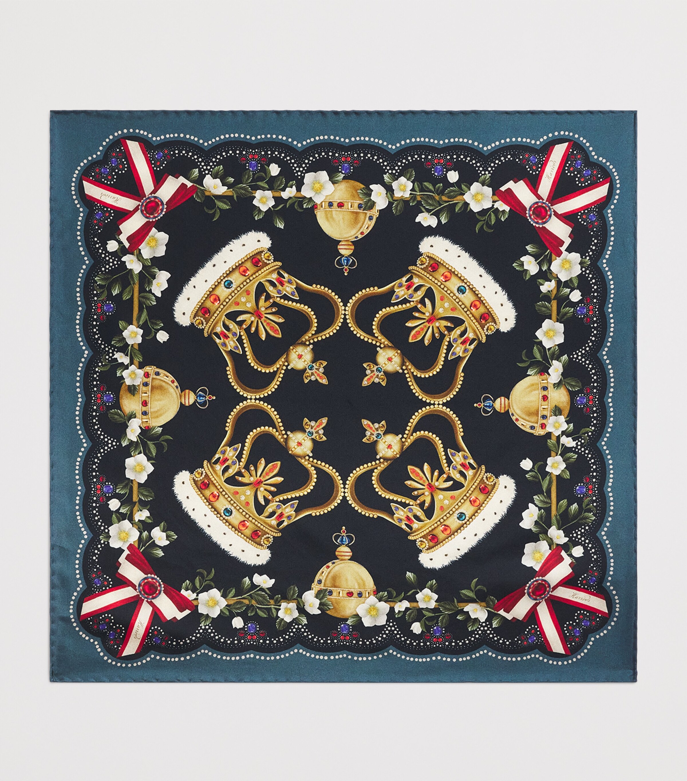 Silk Regal Print Square Scarf BLUE Image 4