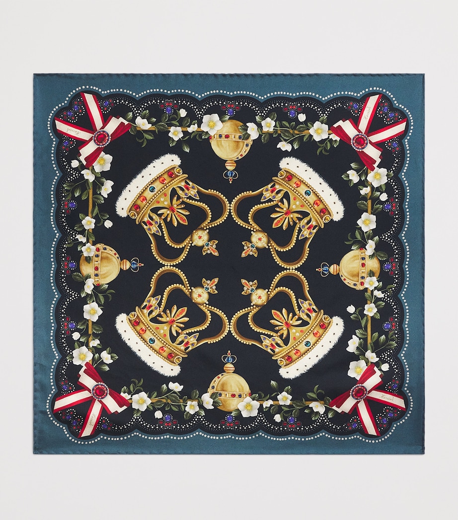 Silk Regal Print Square Scarf BLUE Image 4