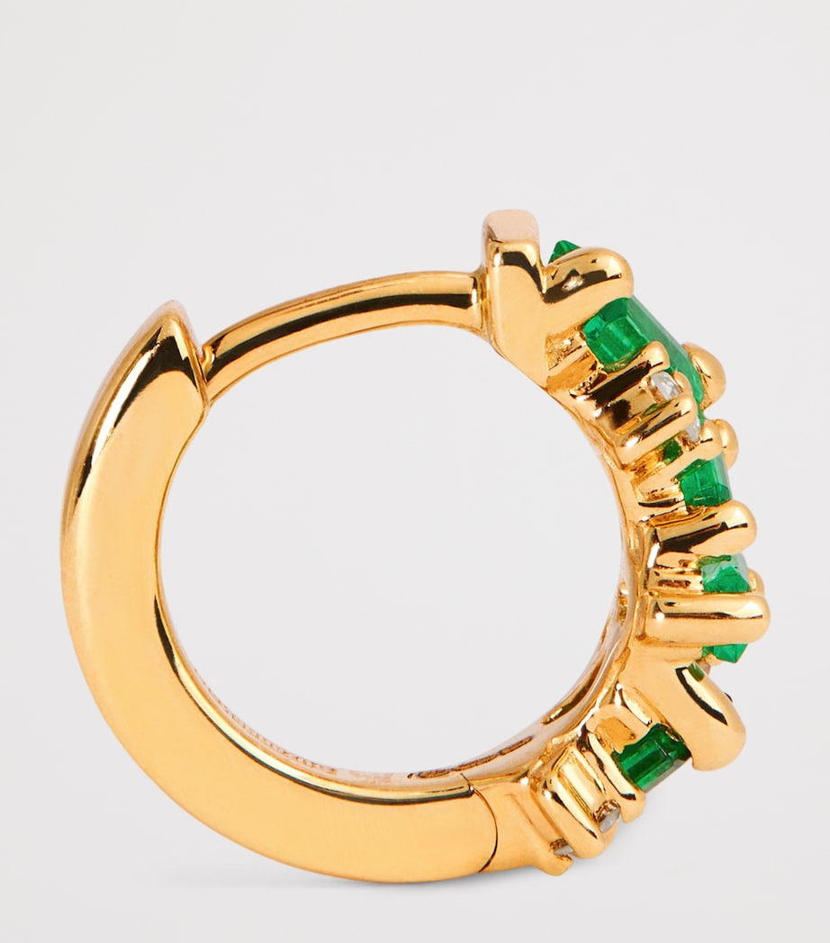 Yellow Gold and Emerald Frenzy Huggie Earrings 18K YG/EMER Image 4