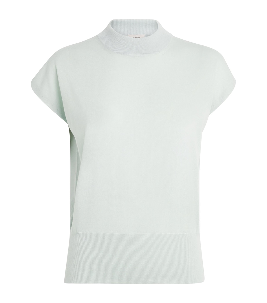 Agnona Womens Cashmere Short-Sleeve Sweater Light Green Image 1