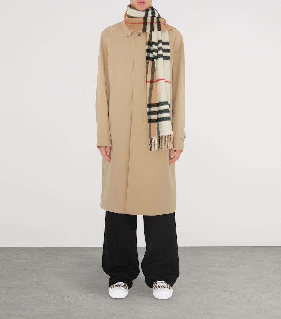 Cashmere Contrast Check Scarf ARC BEIGE/ NAT WHITE Image 6