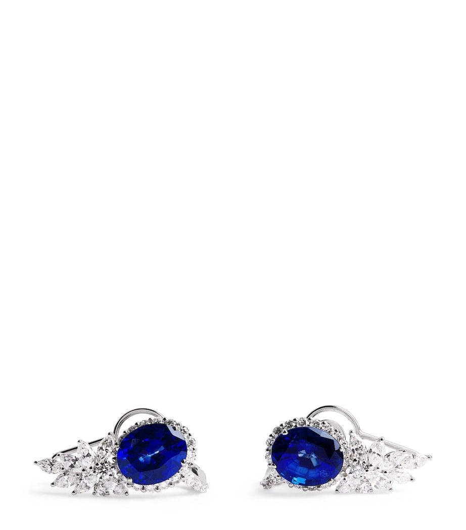 White Gold, Diamond and Sapphire Reign Supreme Stud Earrings WHITE GOLD Image 1