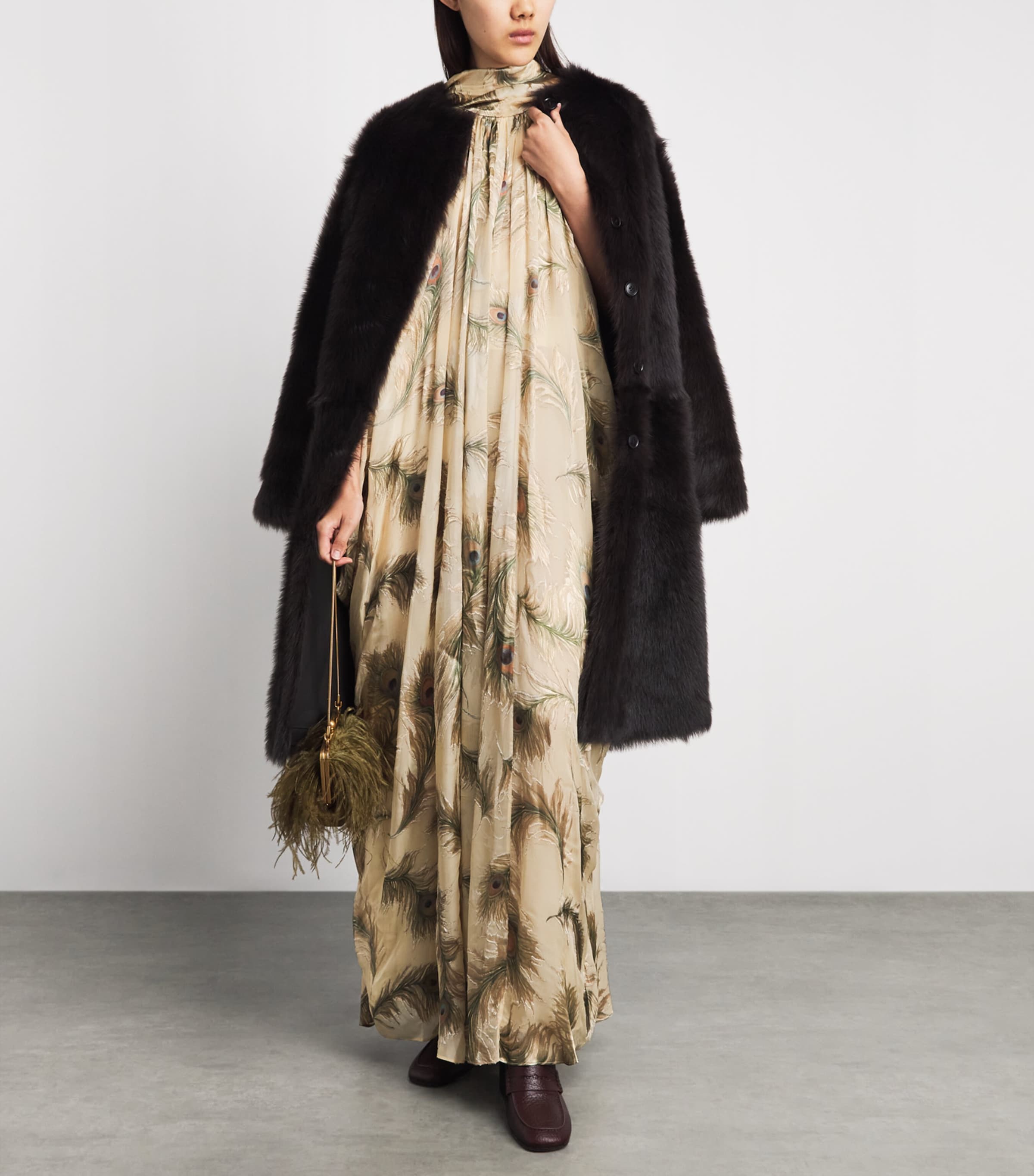 Zimmermann Womens Silk Printed Burnout Halter Maxi Dress Cream Feather Image 5