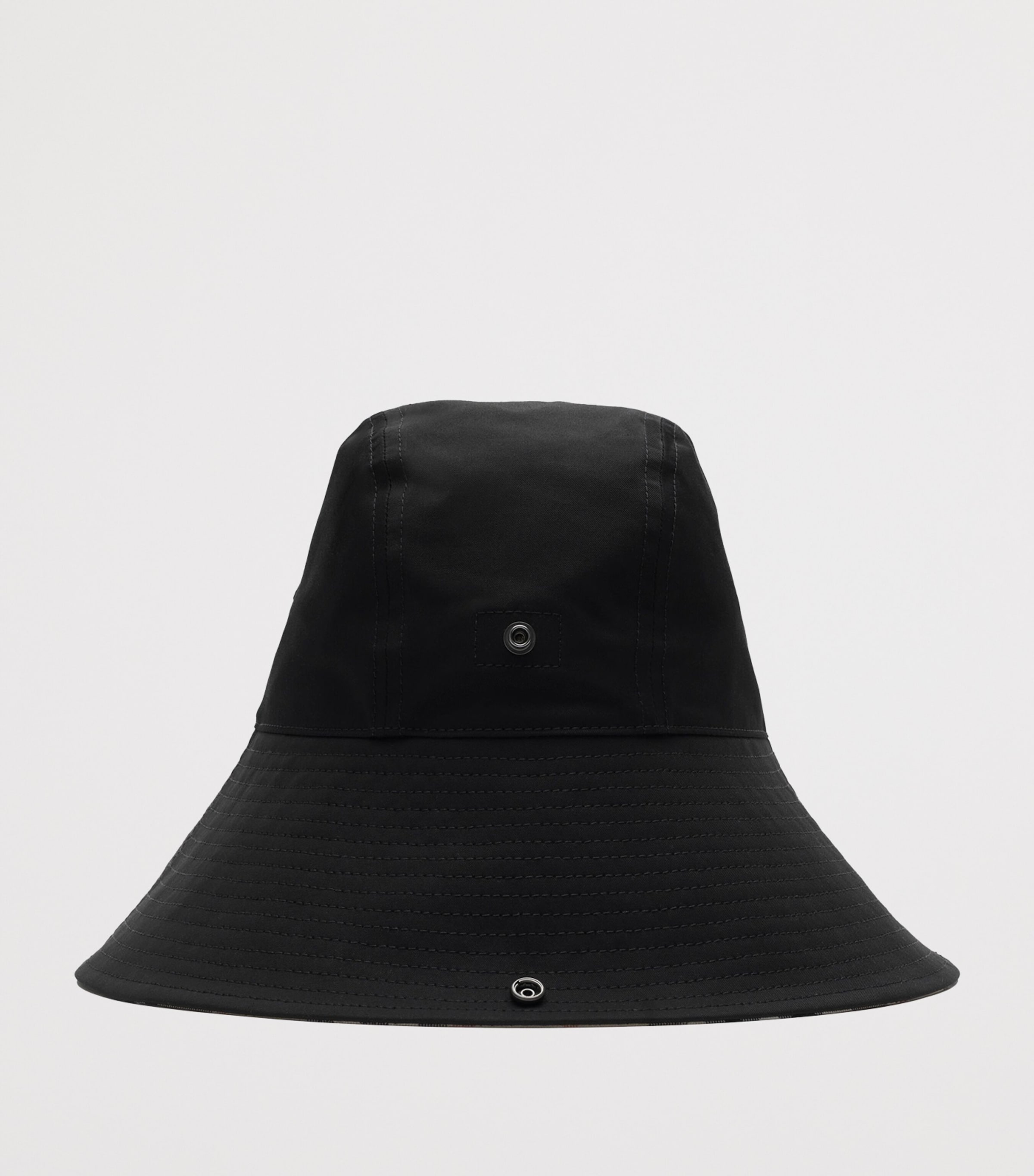 Burberry Cotton Gabardine Check Brim Hat Black Image 3