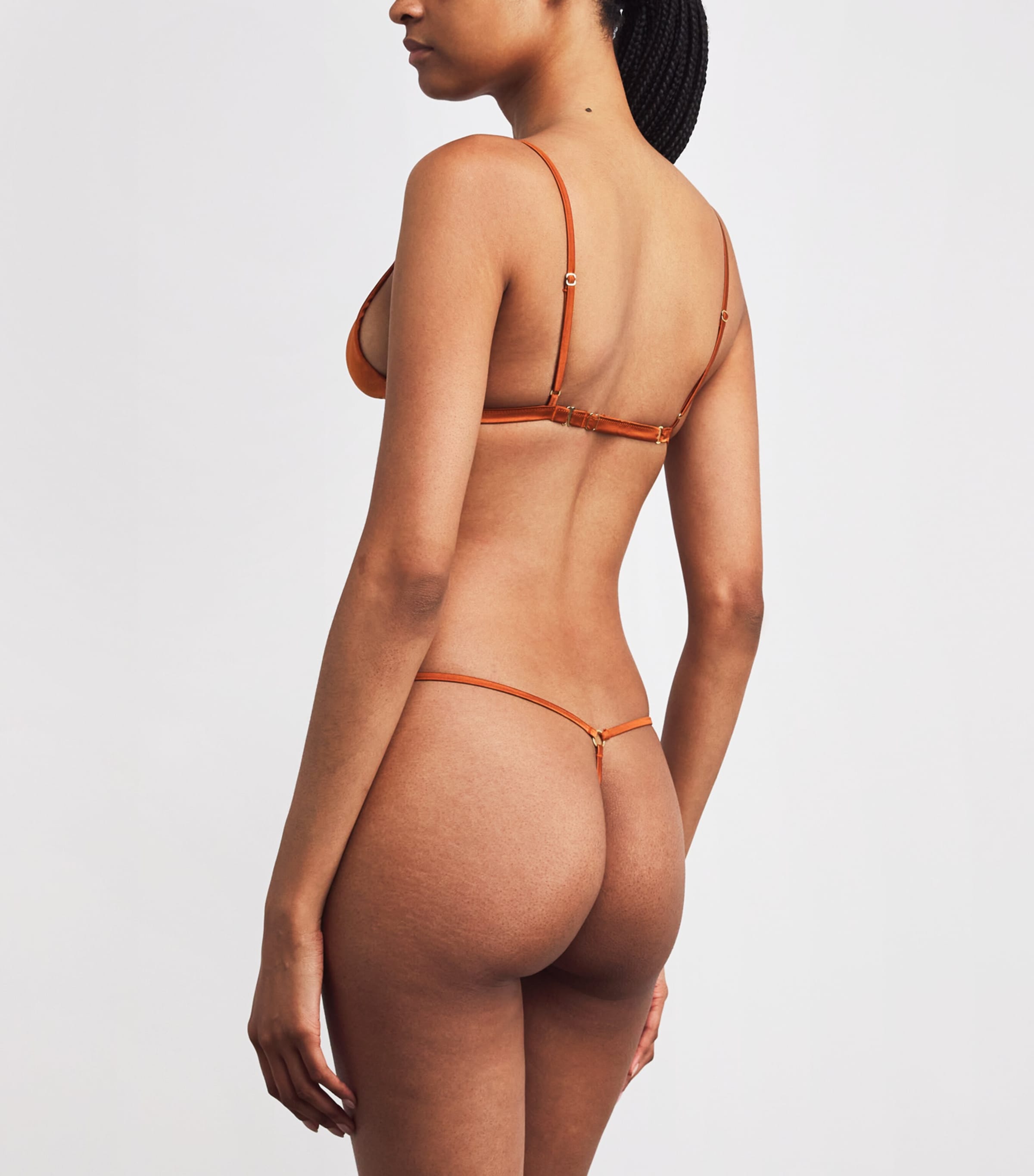 Kiki de Montparnasse Womens Silk-Blend Tous Les Jours Bralette Amber Image 3