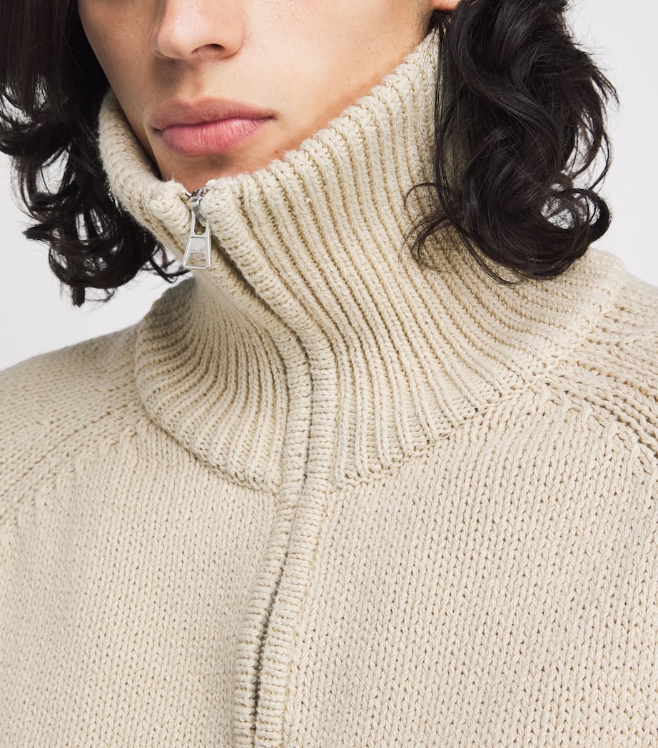 Cotton Half-Zip Sweater ECRU Image 6