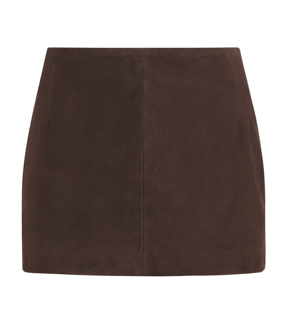 NOUR HAMMOUR Womens Suede Avery Mini Skirt Mocha Image 1