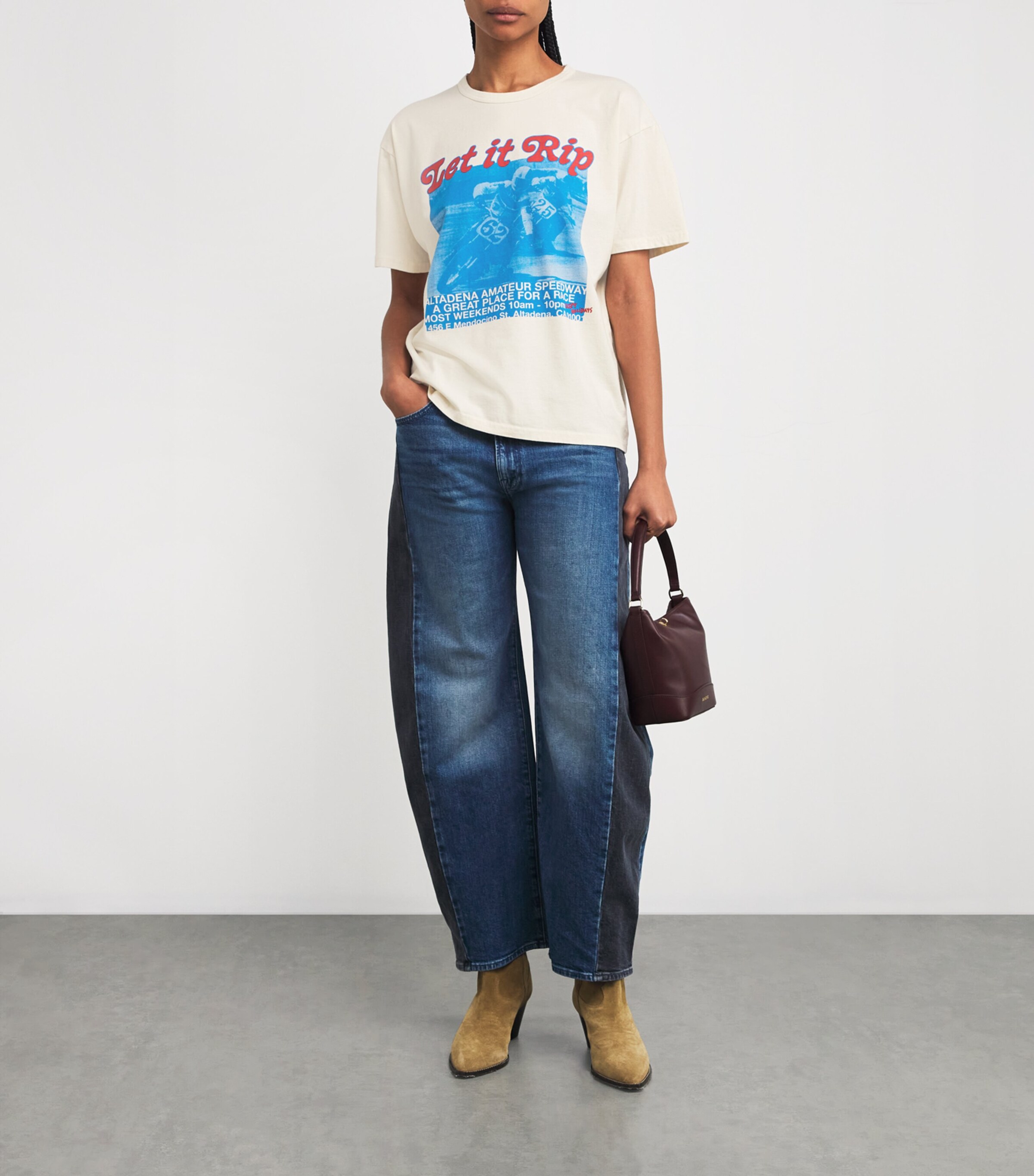 MOTHER Womens Cotton The Sleep Over T-Shirt Let It Rip Image 2