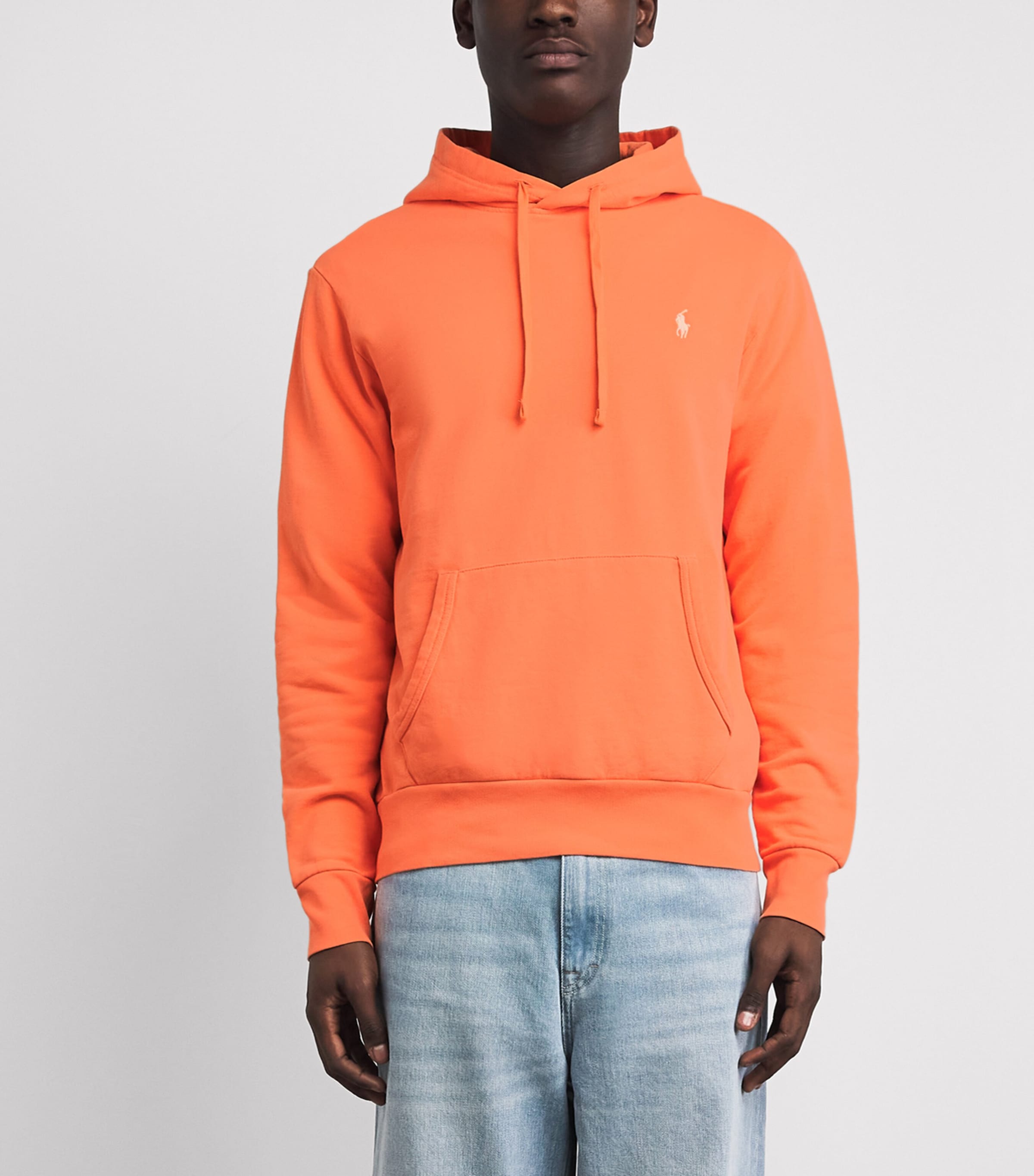 Polo Ralph Lauren Mens Cotton Loopback Fleece Polo Pony Hoodie Pompano Orange Image 4