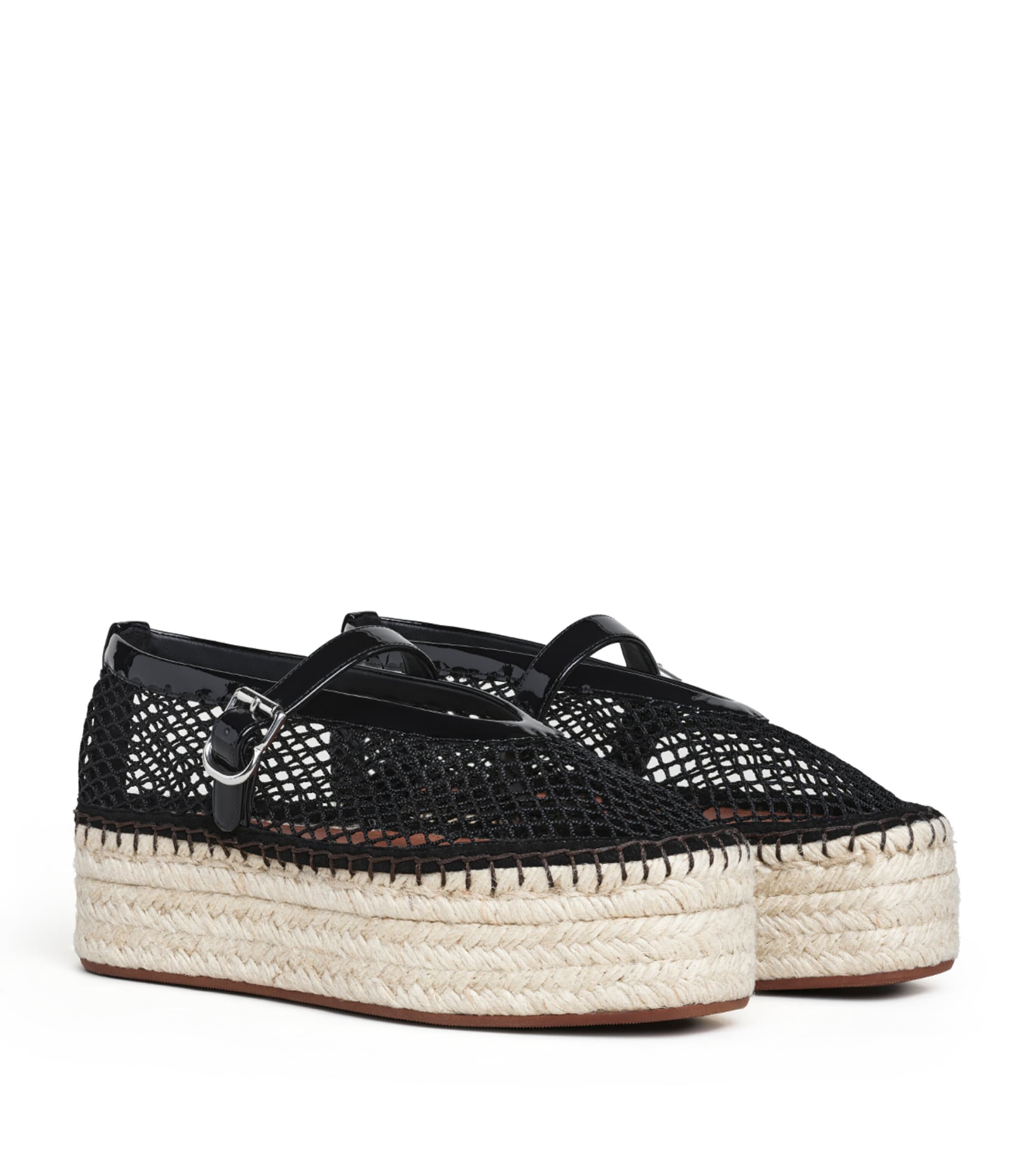 Alaïa Net Platform Espadrilles In Black