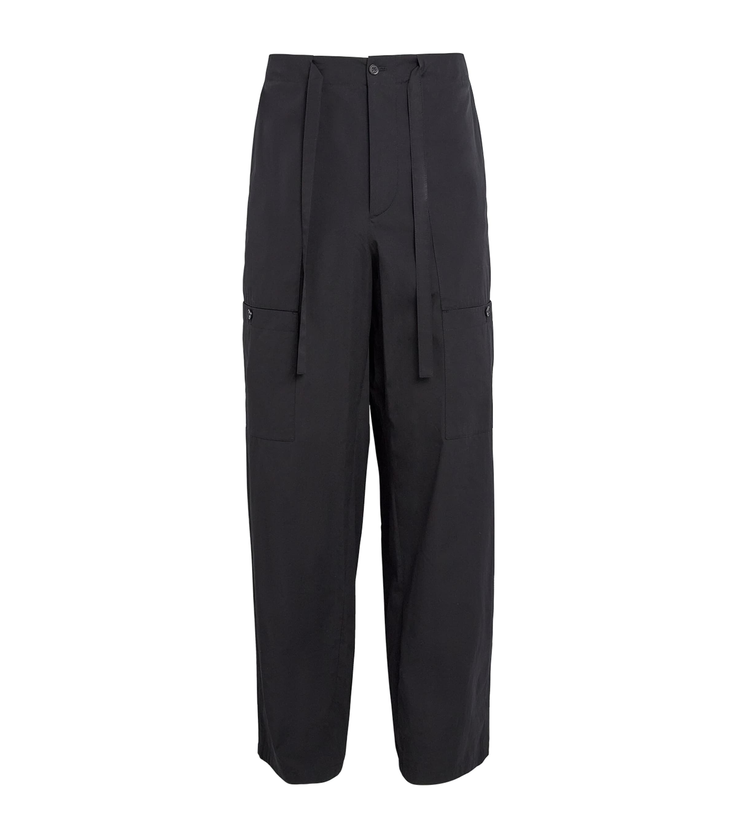 Cotton Cargo Trousers 001 BLACK Image 1