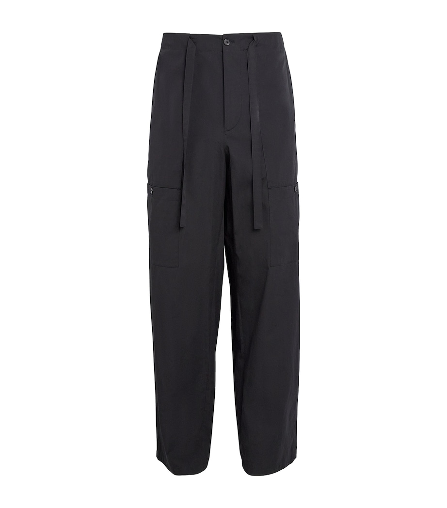 Cotton Cargo Trousers 001 BLACK Image 1