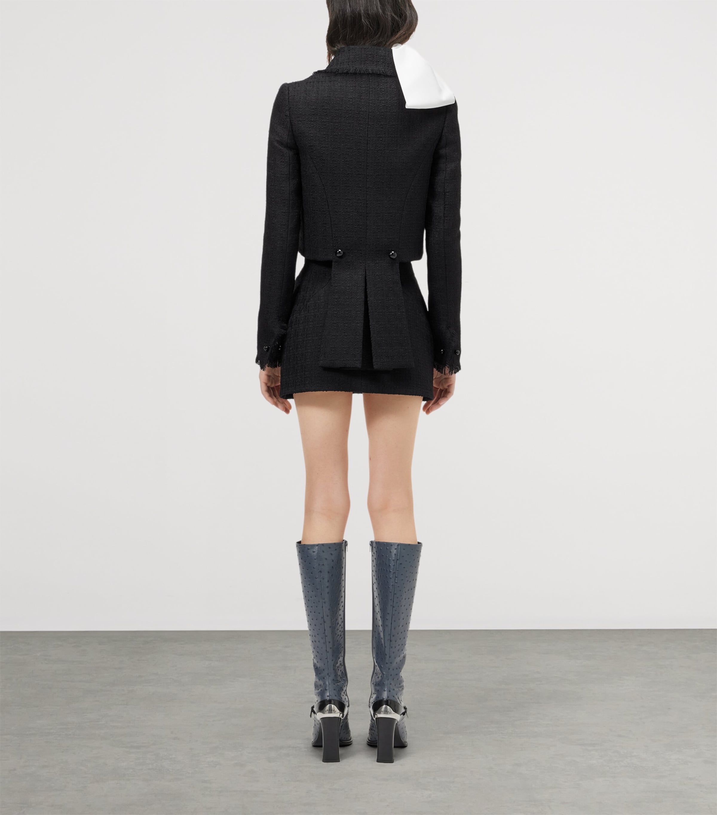 McQueen Womens Wool-Blend Tweed Mini Skirt Image 3