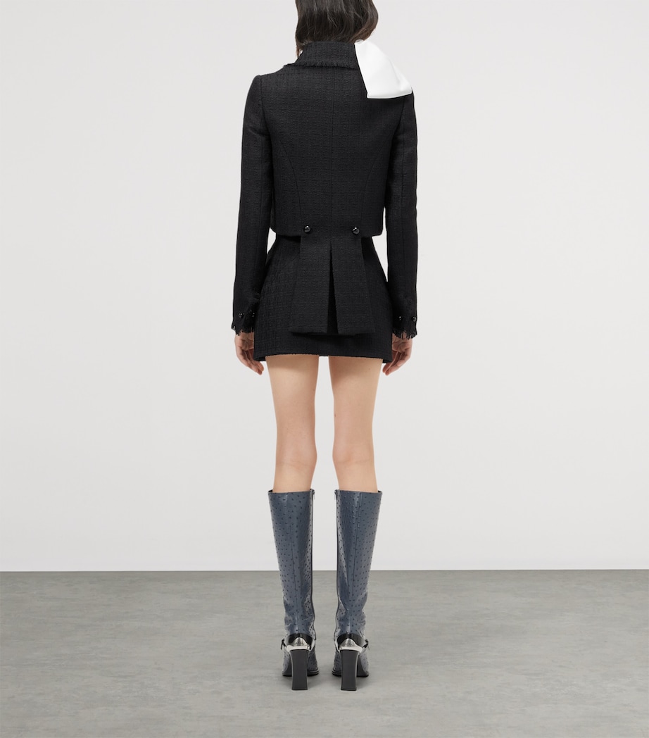 McQueen Womens Wool-Blend Tweed Mini Skirt Image 3