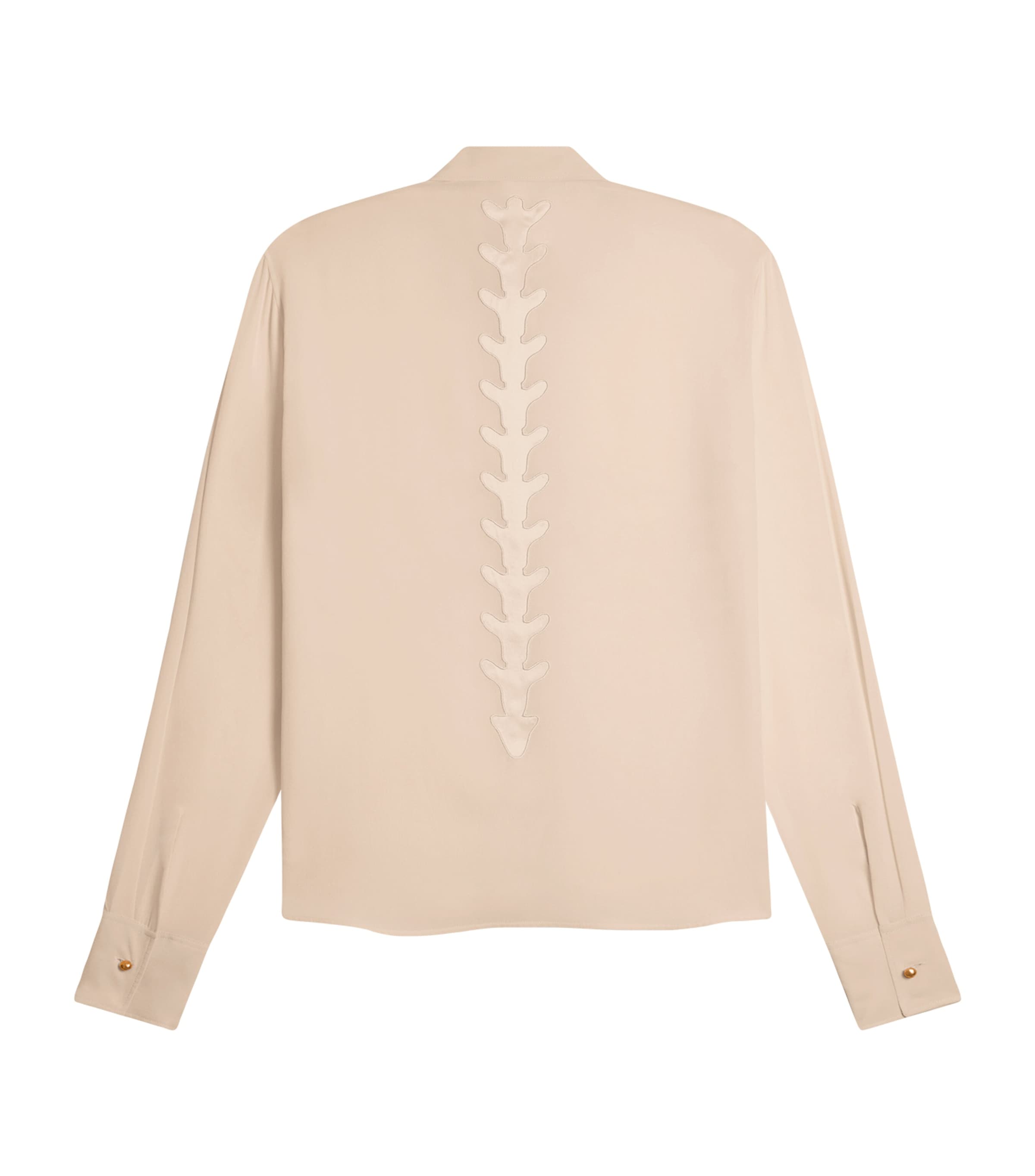 Schiaparelli Womens Silk Trompe-l'Oeil Skeleton Shirt Ecru Image 6