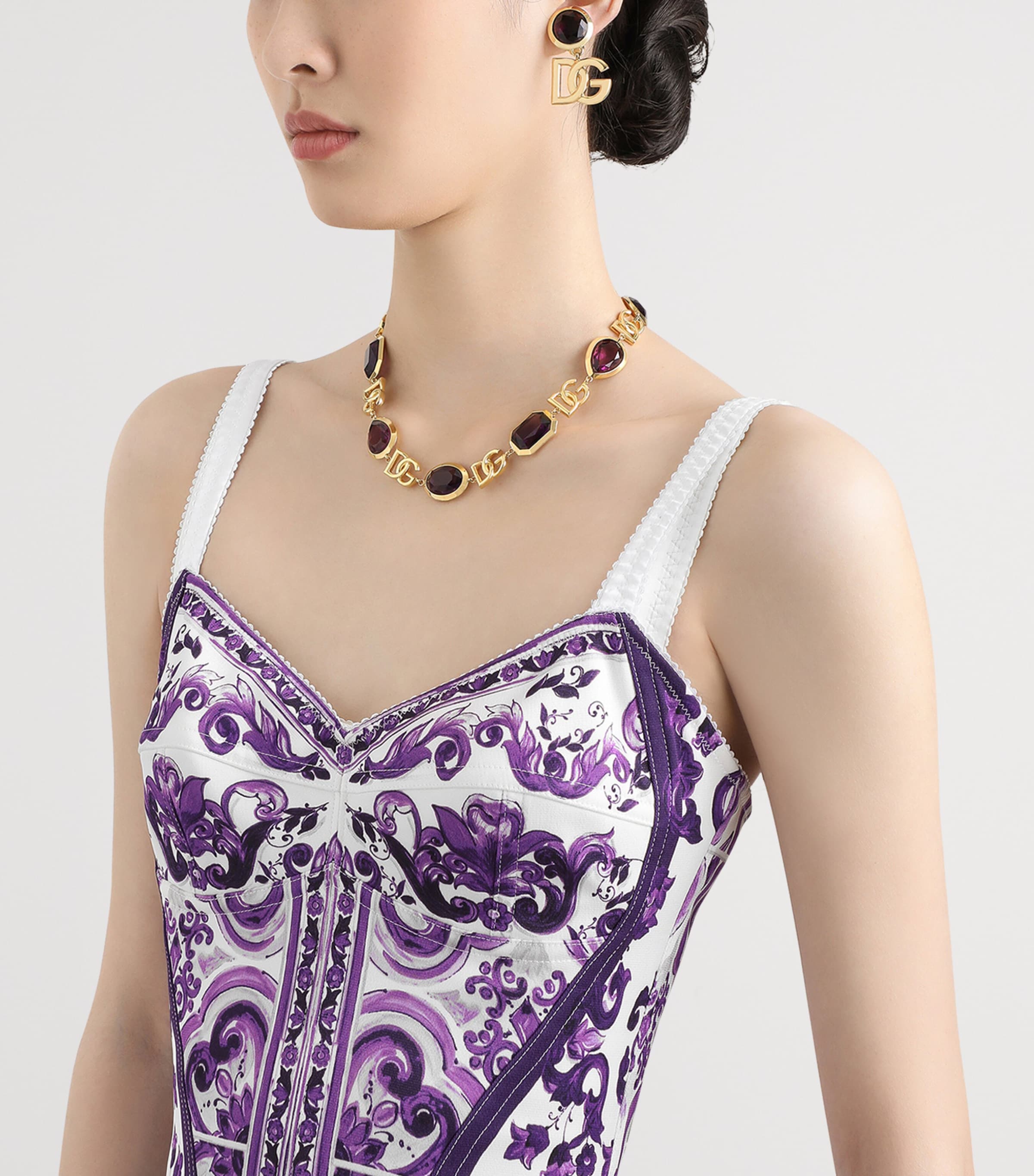 Majolica Print Midi Dress MIX MAIOLICA VIOLA Image 4