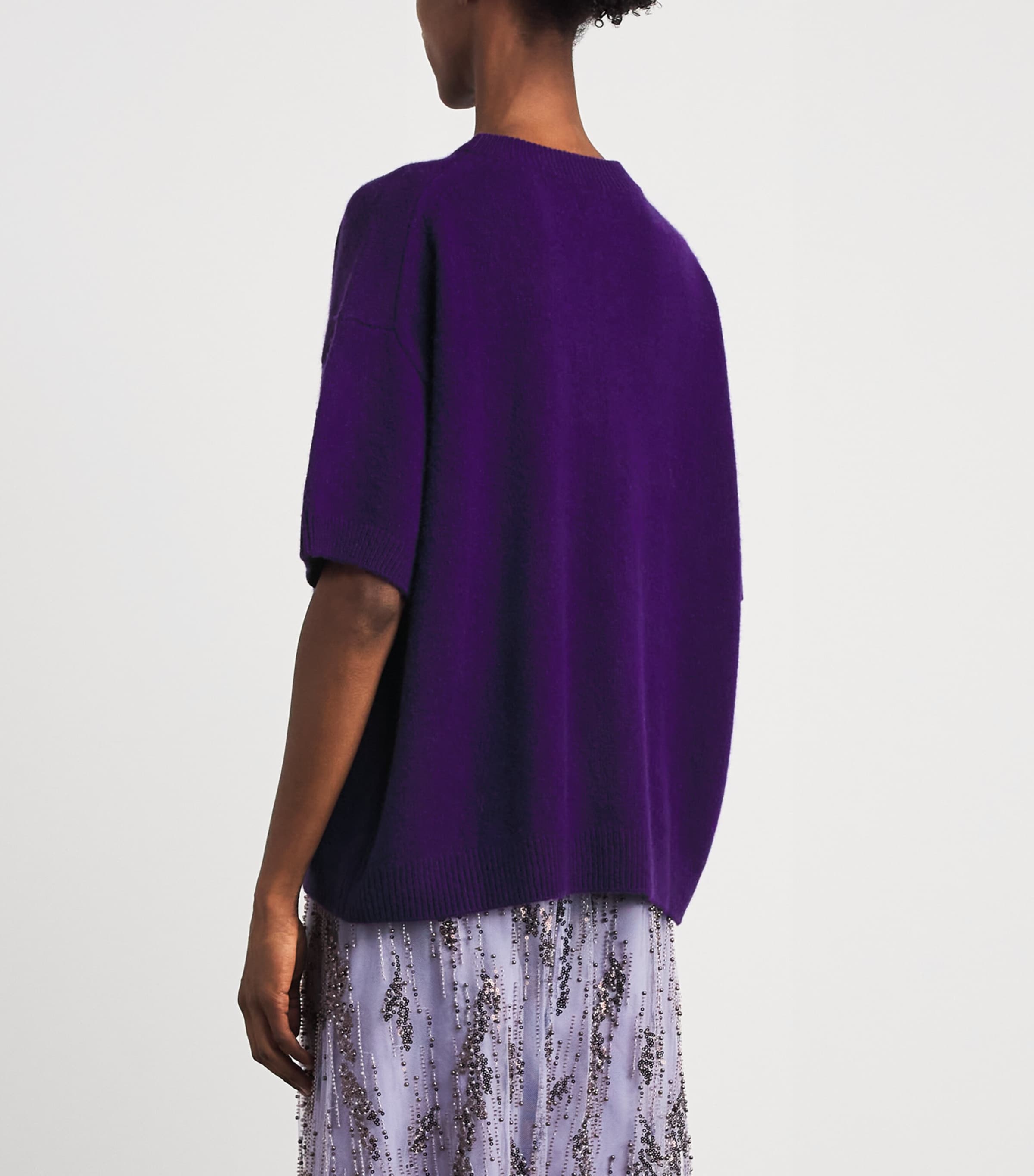 STAUD Womens Cashmere Short-Sleeve Sorrento Sweater Csms Cosmos Image 5