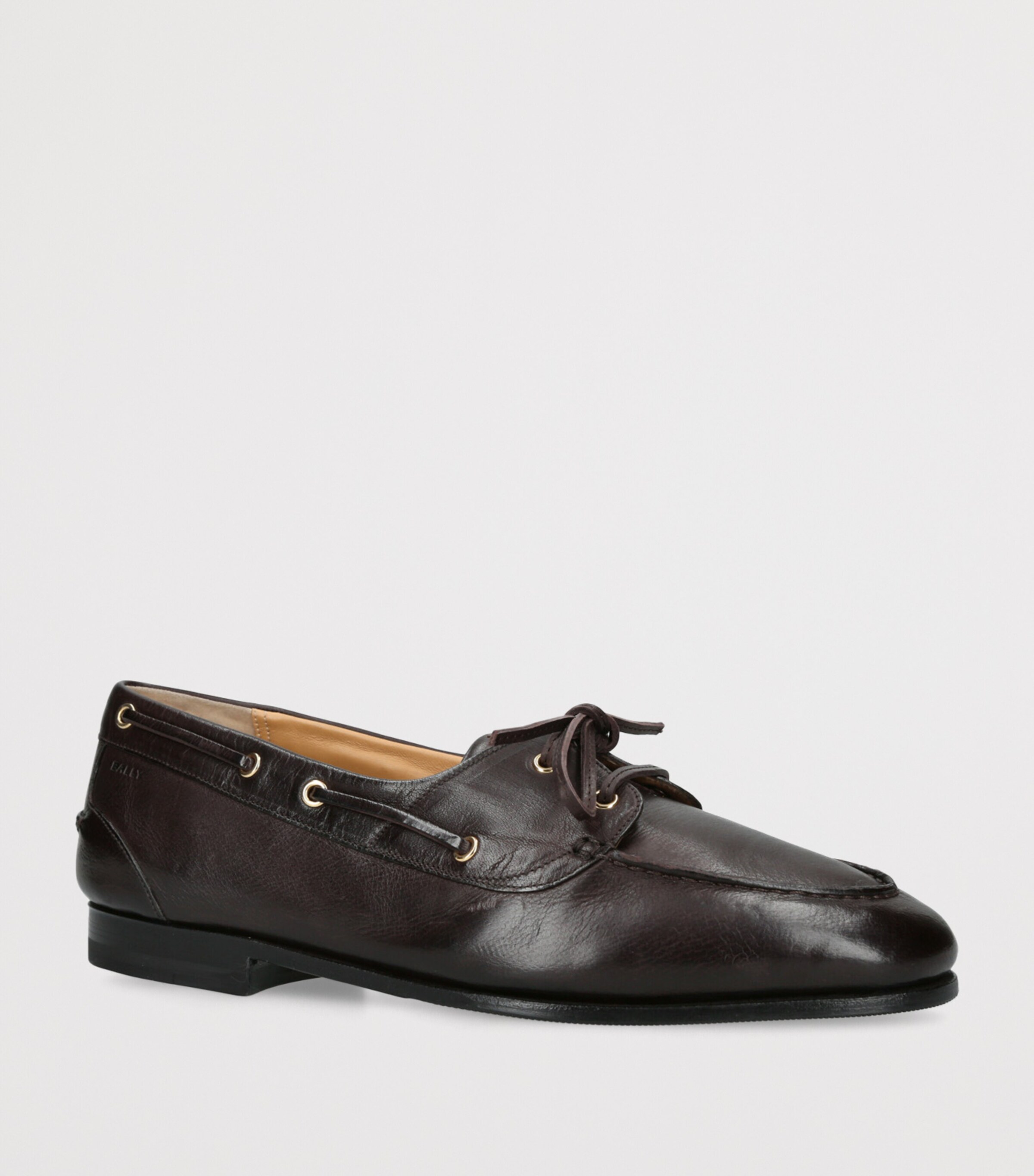 Bally Leather Plume Boat Shoes Dark Brown Image 3