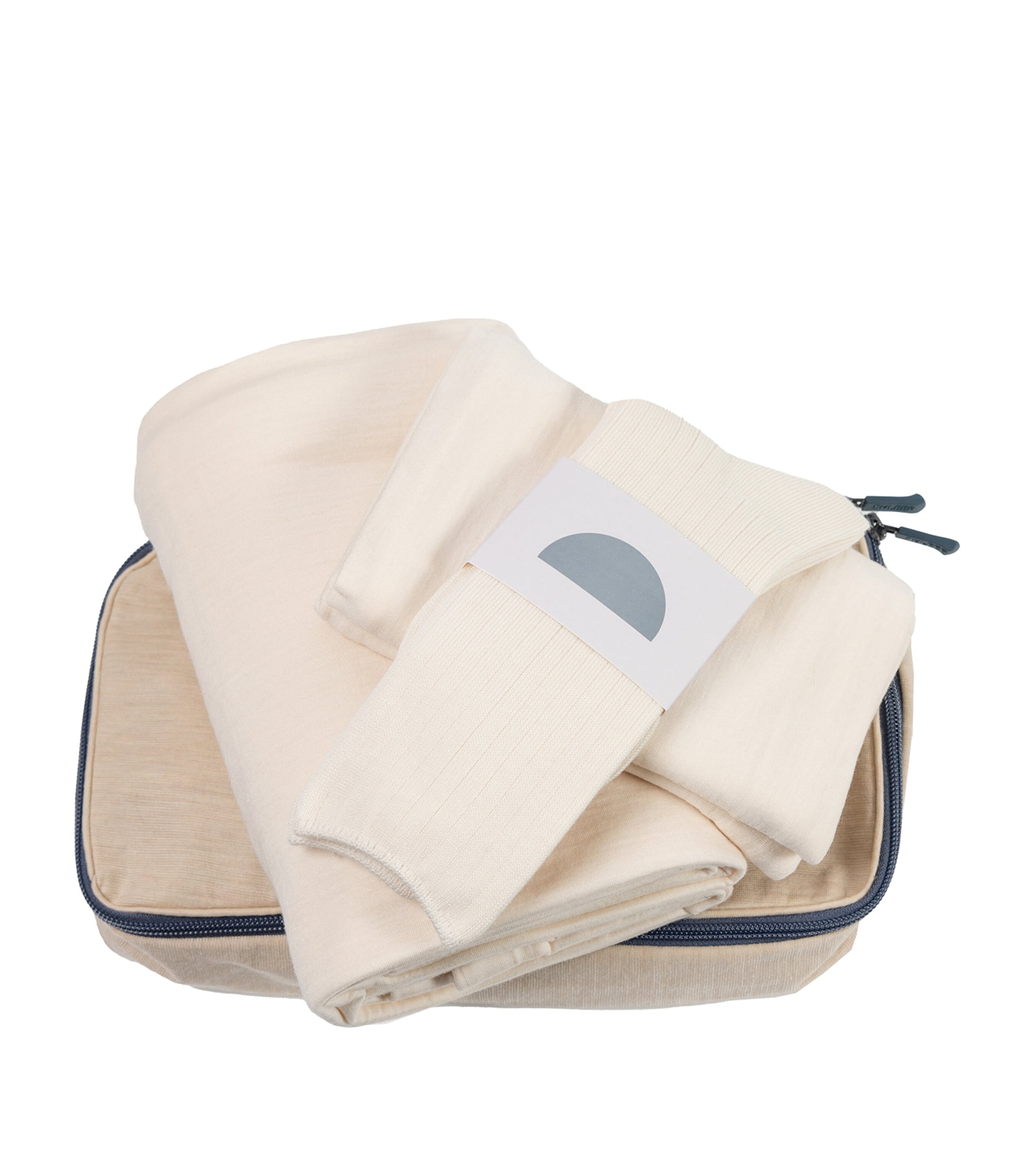 SHLEEP Merino Jersey Pillow, Blanket and Socks Travel Set Ivory Tusk