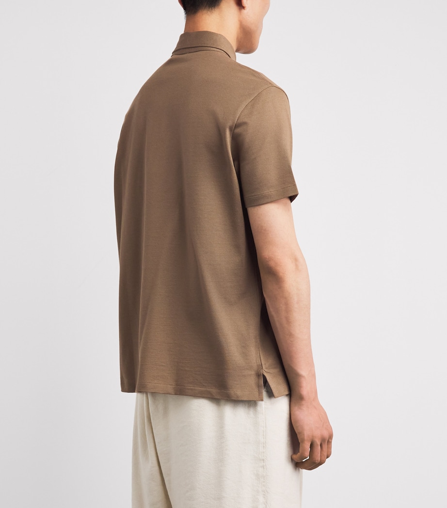 Ralph Lauren Purple Label Mens x Wimbledon Cotton-Cashmere Polo Shirt Soft Mocha Image 5