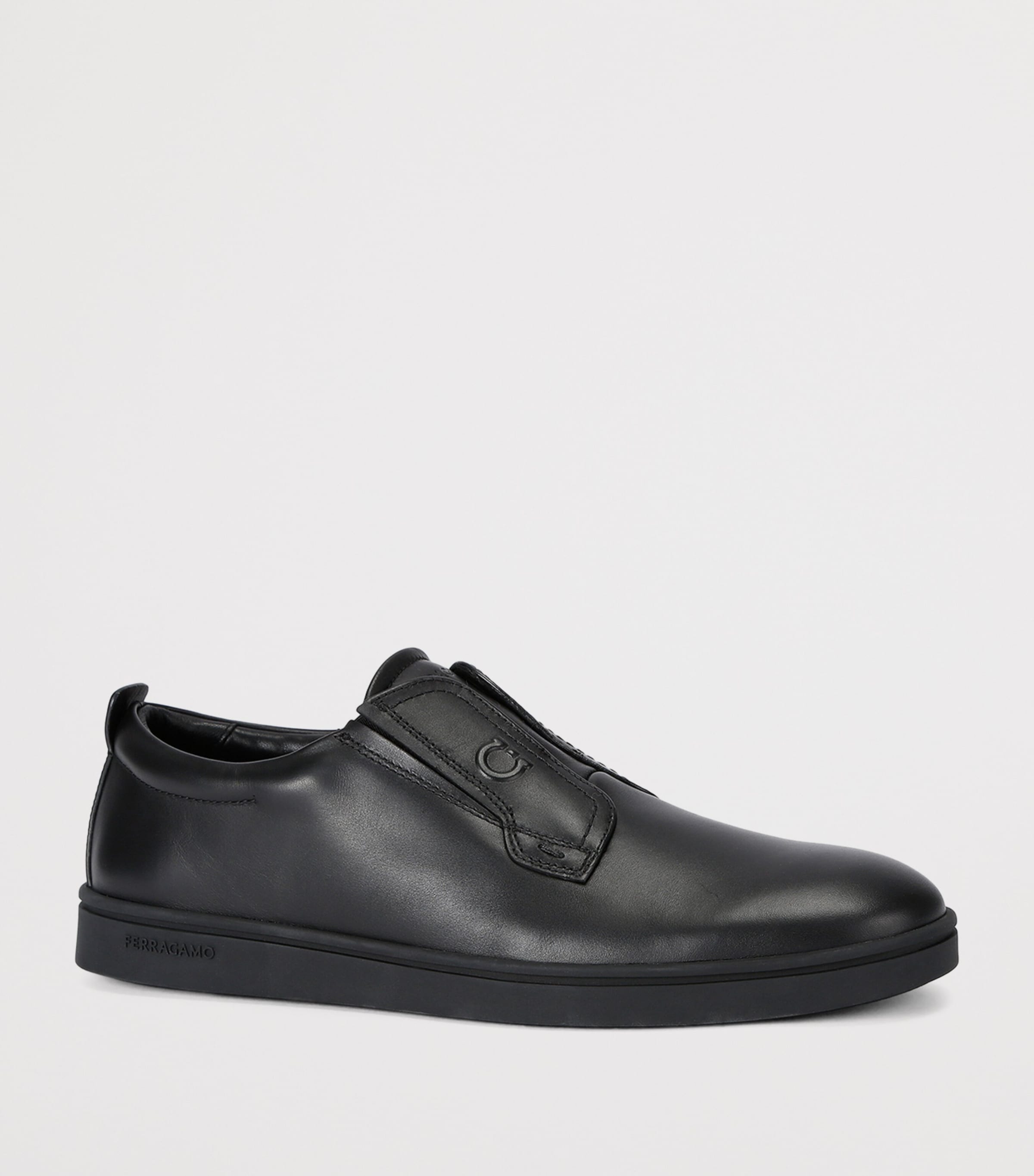 Leather Alfie Slip-On Sneakers BLACK Image 3