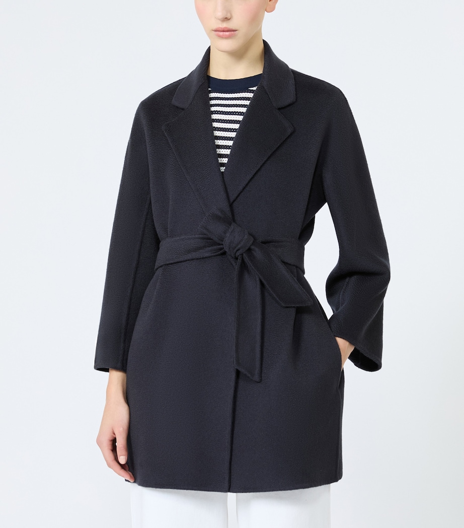 Max Mara Womens Cashmere Short Wrap Coat with Scarf Ultramarine Image 4