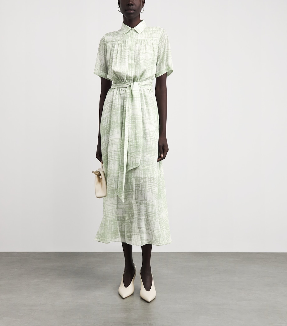 Kiton Womens Silk Printed Midi Shirt Dress Mint Green Image 2