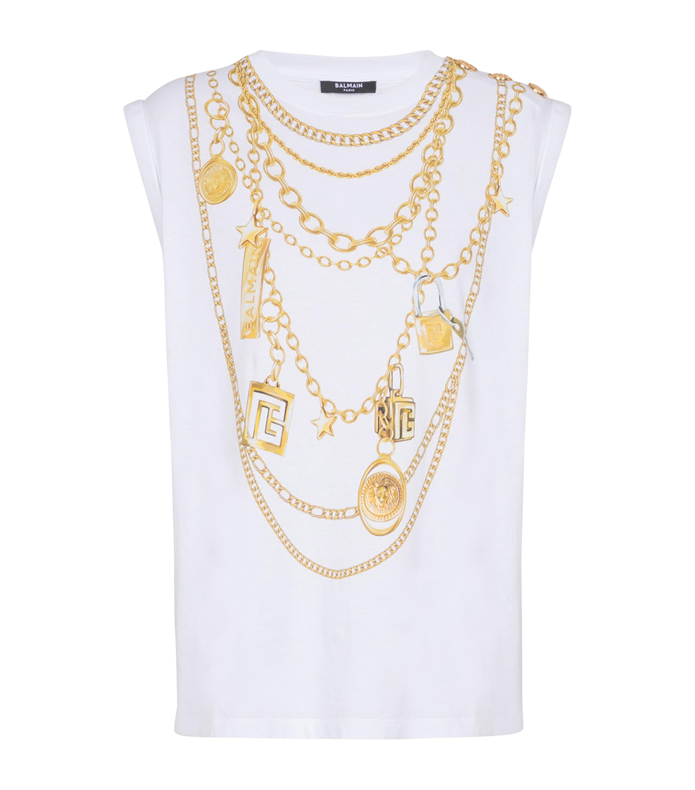 BALMAIN COTTON JEWELLERY PRINT TANK TOP