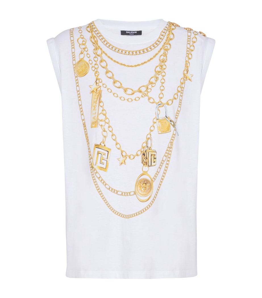 Cotton Jewellery Print Tank Top GAD BLANC/OR Image 1