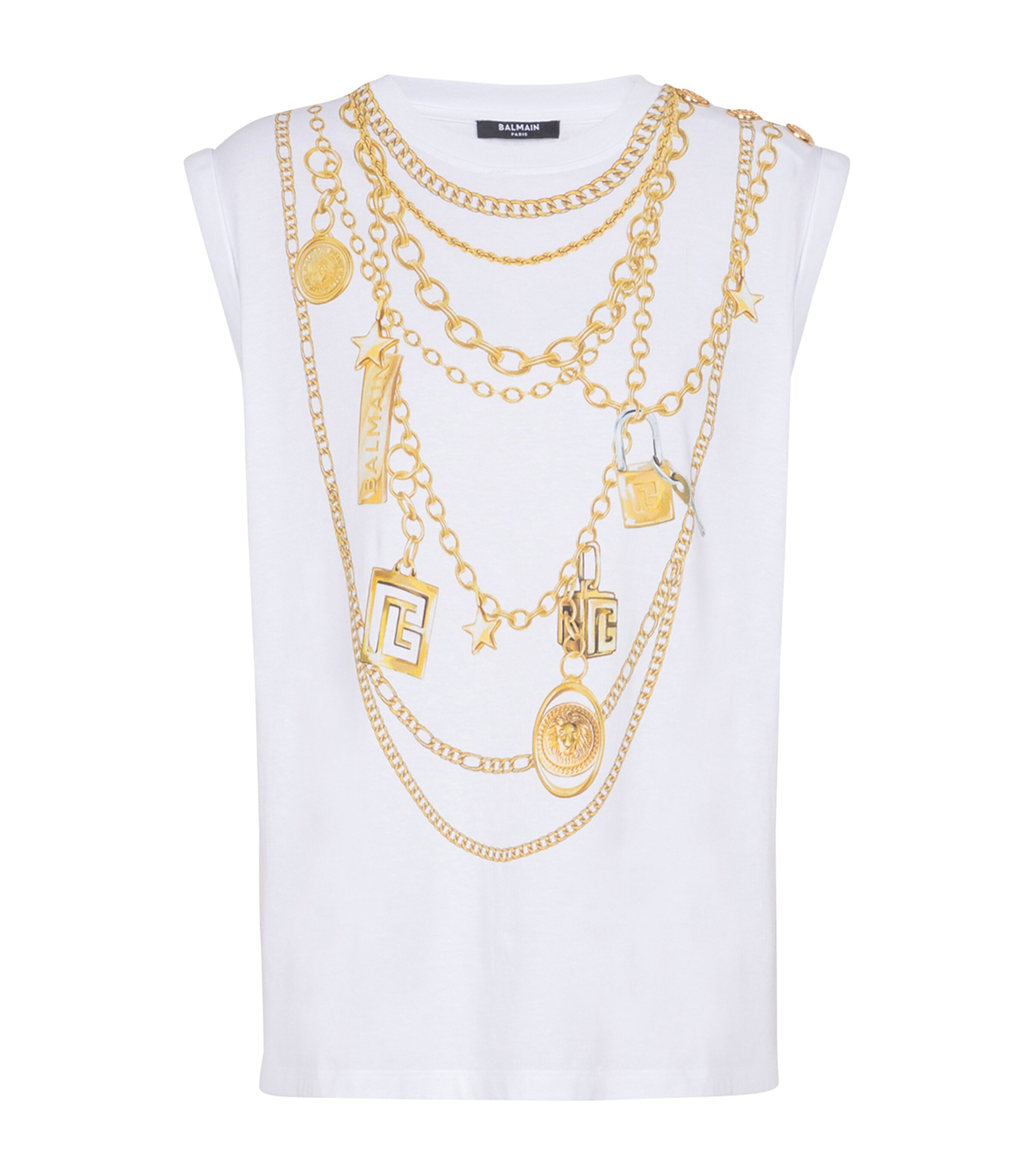 Balmain Cotton Jewellery Print Tank Top | Women Clothing | Tops | Camis & Tanks | Designers | Balmain