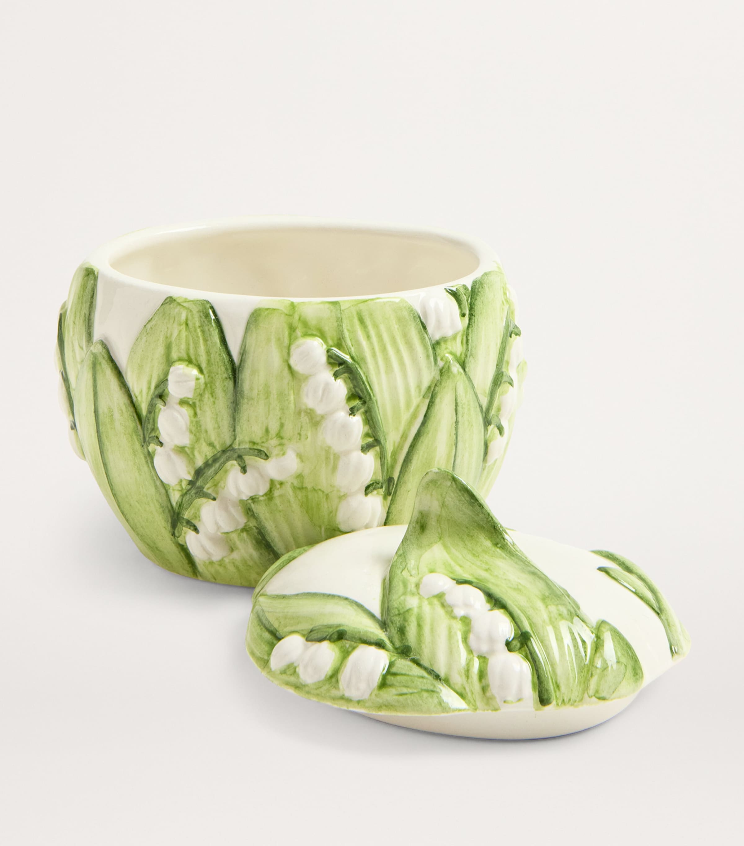 Lilly Of The Valley Sugar Pot WHITE/GREEN Image 3