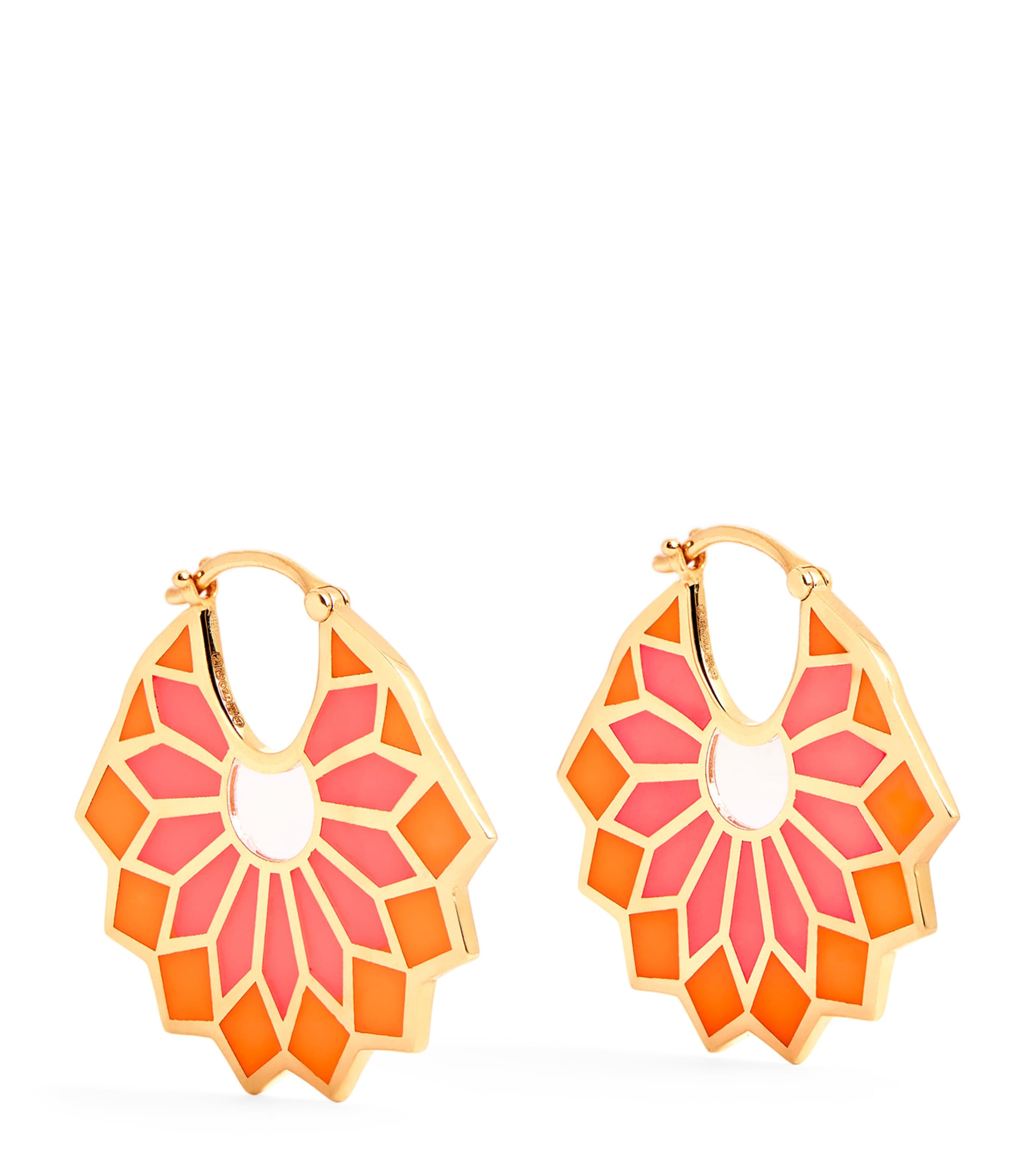 L'atelier Nawbar Yellow Gold And Enamel Lady Sursock Earrings In Gold