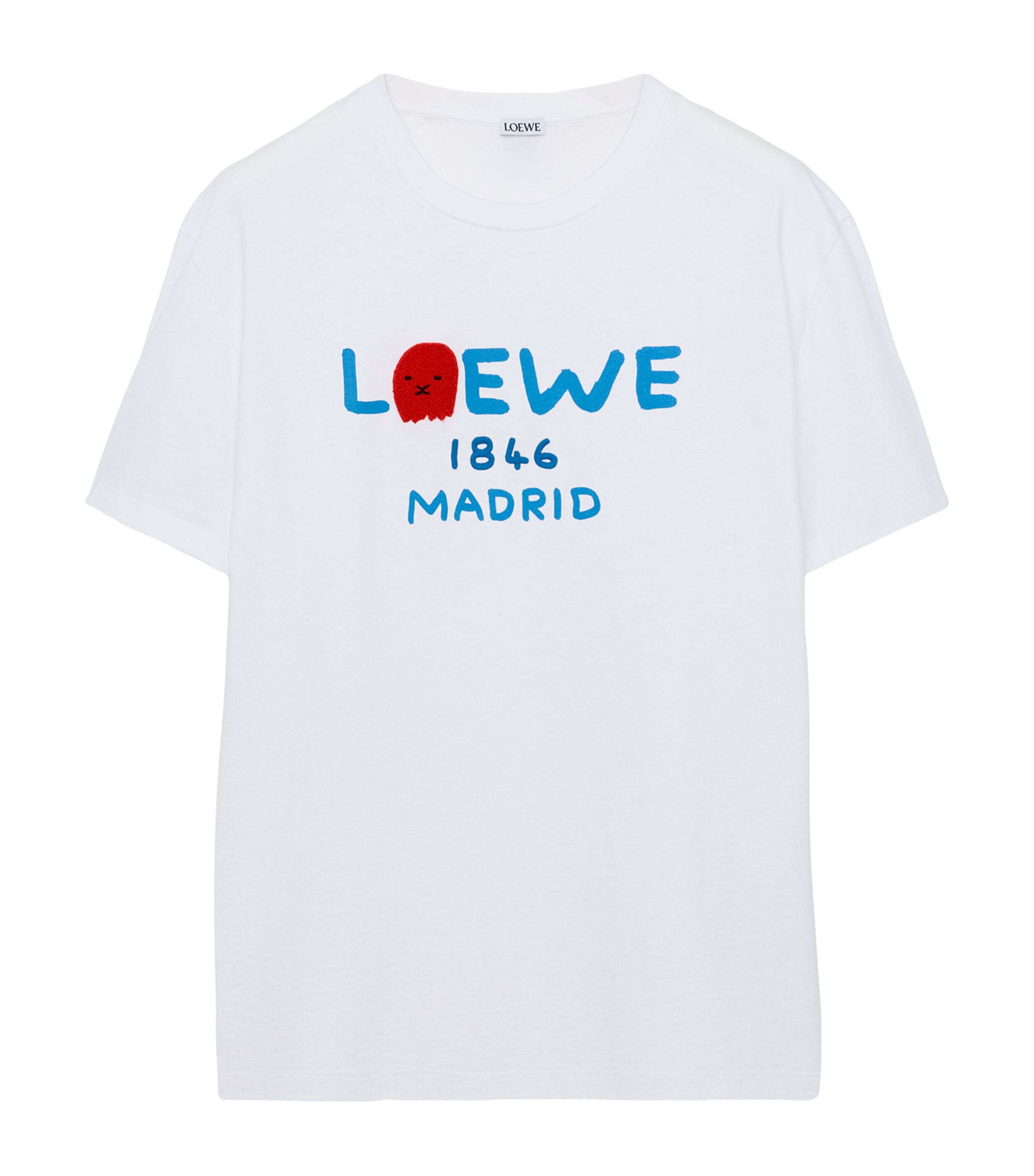 LOEWE Mens Cotton Relaxed Lion T-Shirt White Image 1