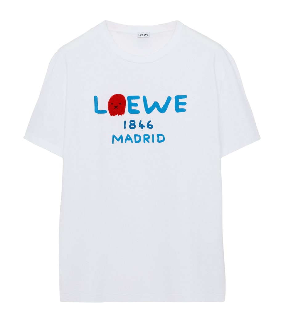 LOEWE Mens Cotton Relaxed Lion T-Shirt White Image 1