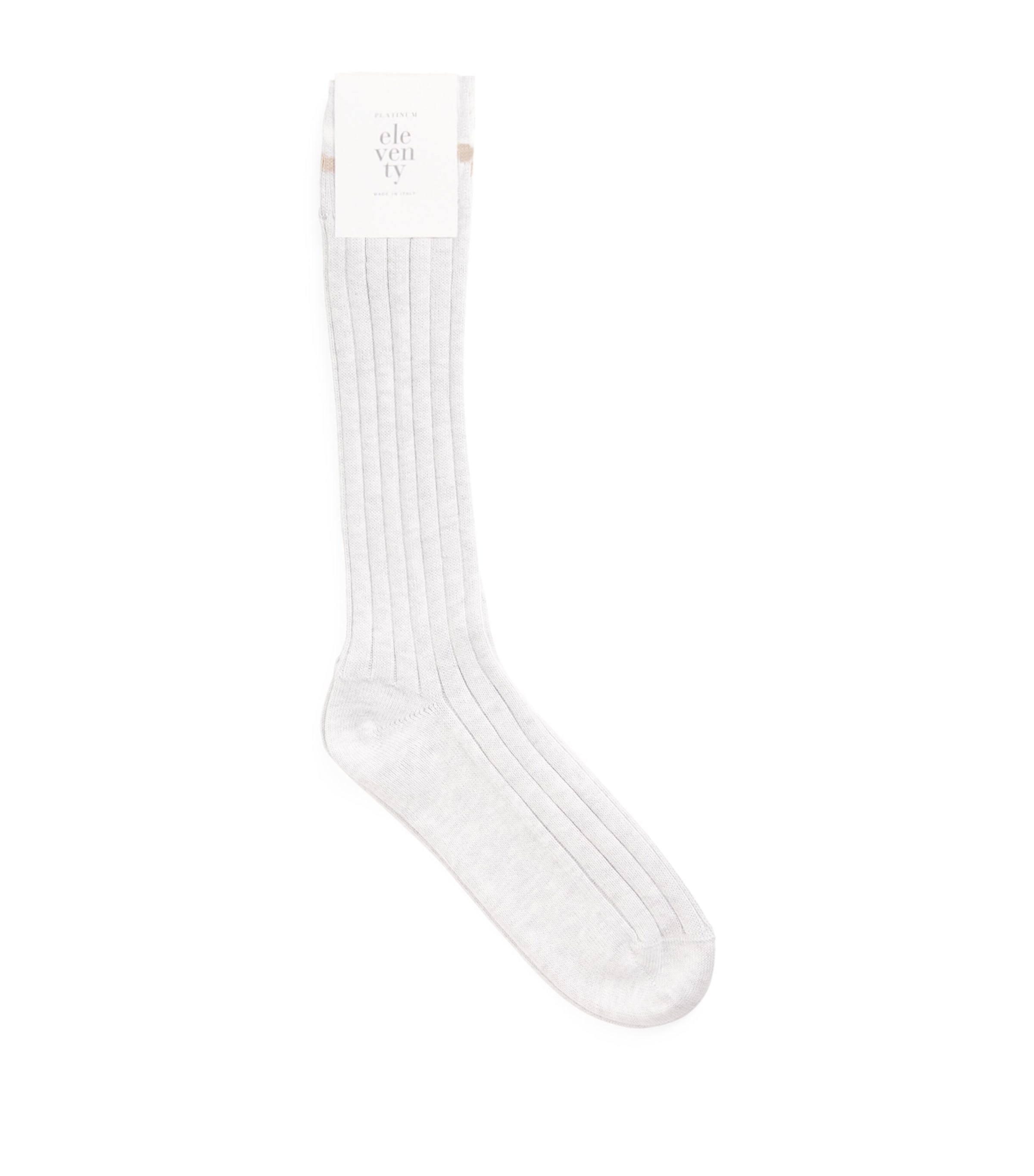 Eleventy Contrasting Double Stripe Socks In White