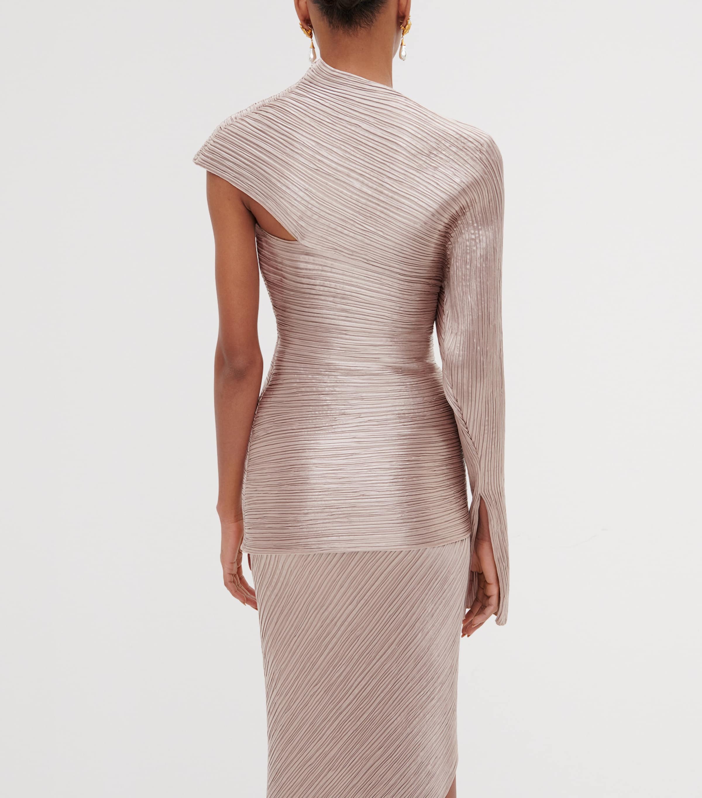 Schiaparelli Womens Pleated Midi Skirt Nude Image 3