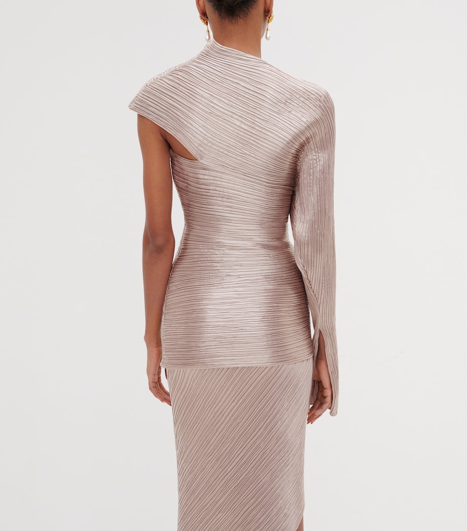 Schiaparelli Womens Pleated Midi Skirt Nude Image 3