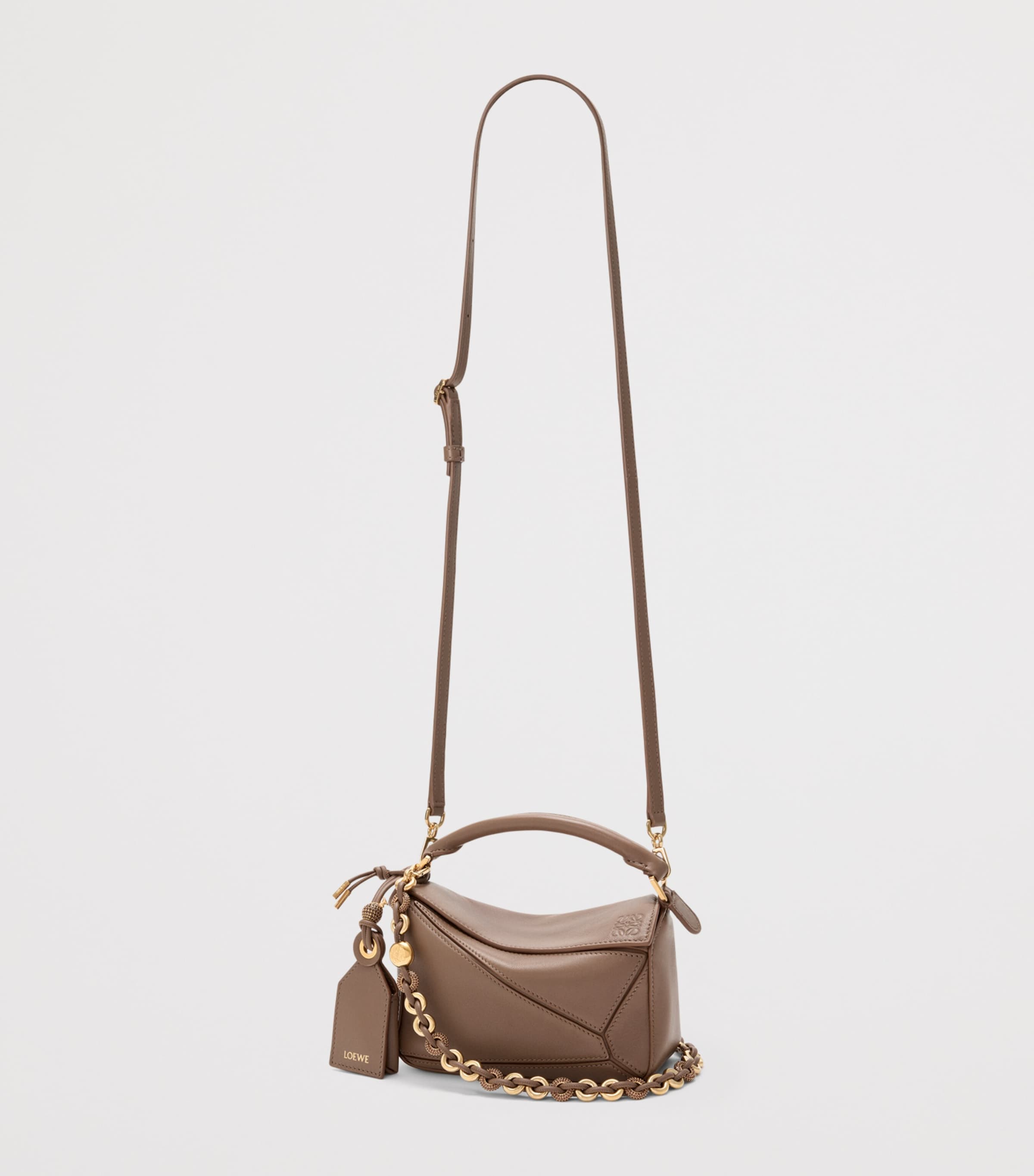Mini Leather Puzzle Top-Handle Bag TAUPE Image 10