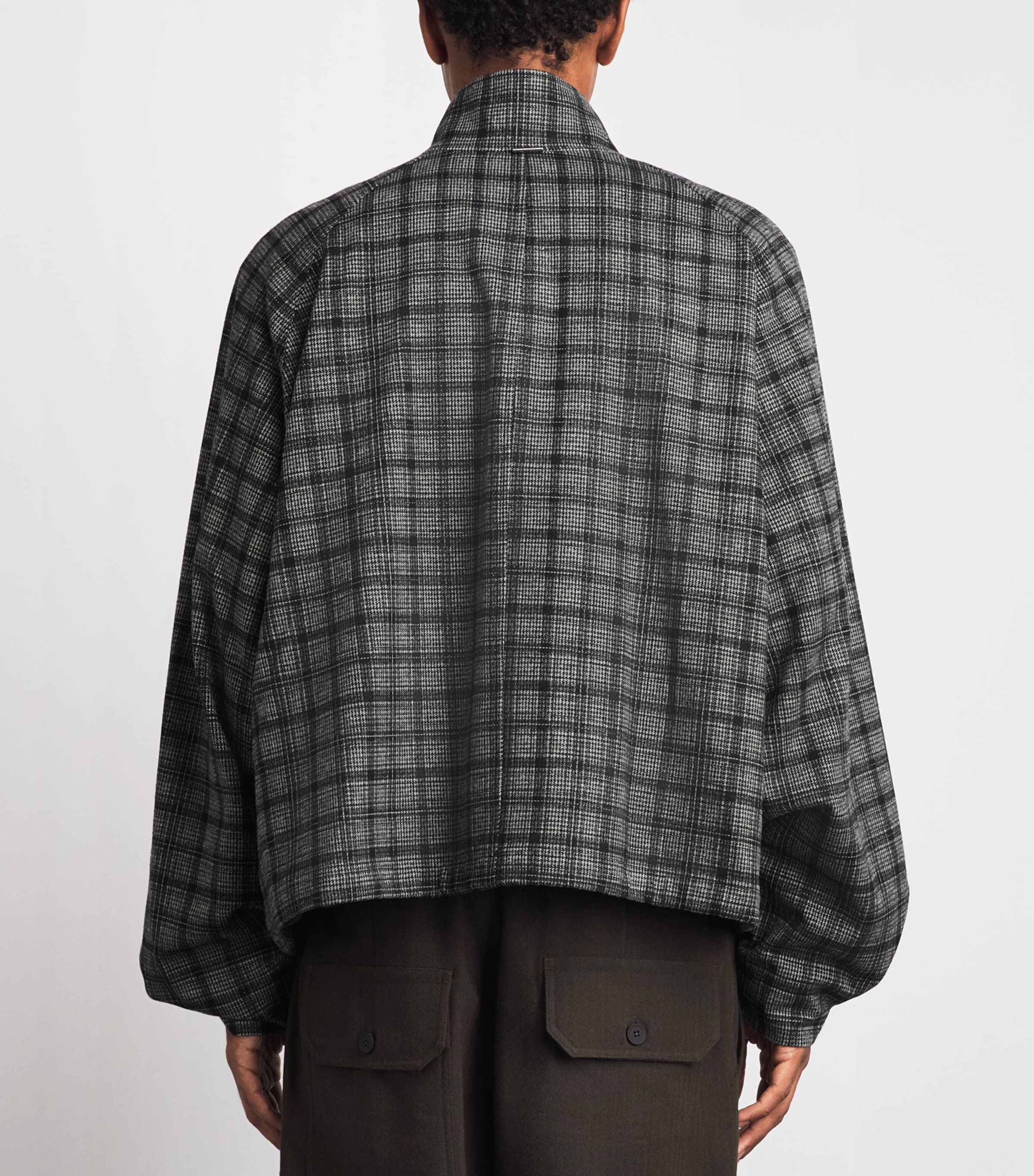 System Mens Check Bomber Jacket Dark Grey Image 5