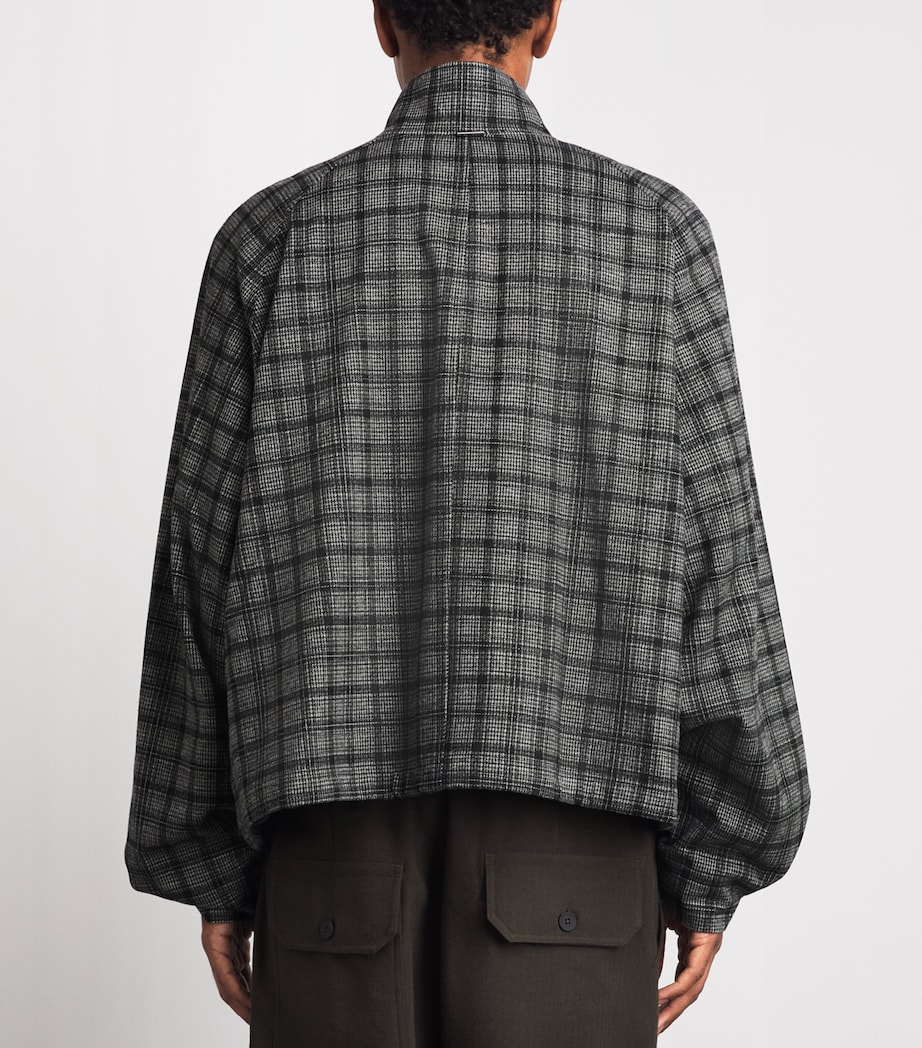 System Mens Check Bomber Jacket Dark Grey Image 5