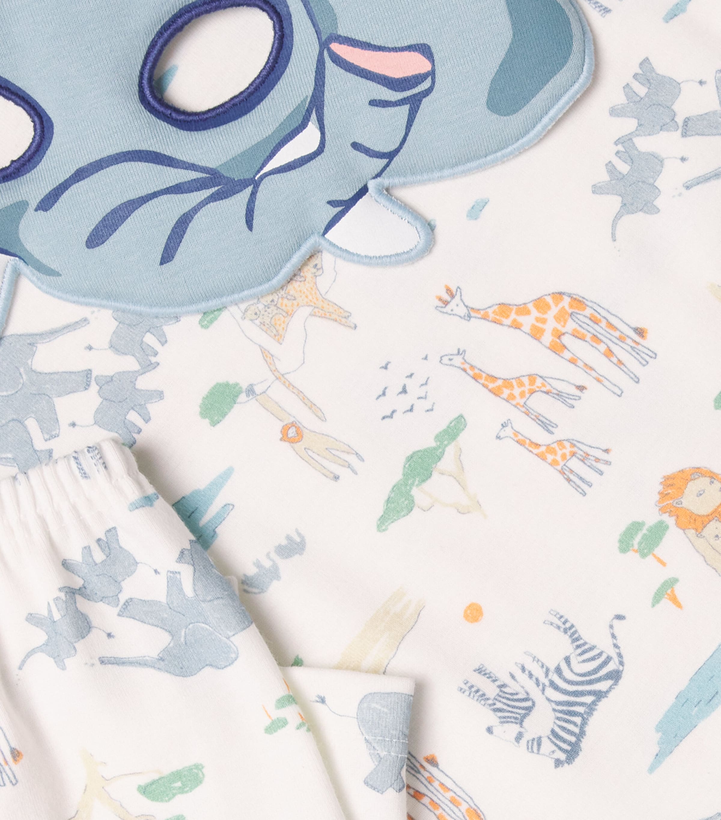 Cotton Savannah Print Pyjama Set with Mask (3-12 Years) MARSHMALLOW/MULTI Image 4