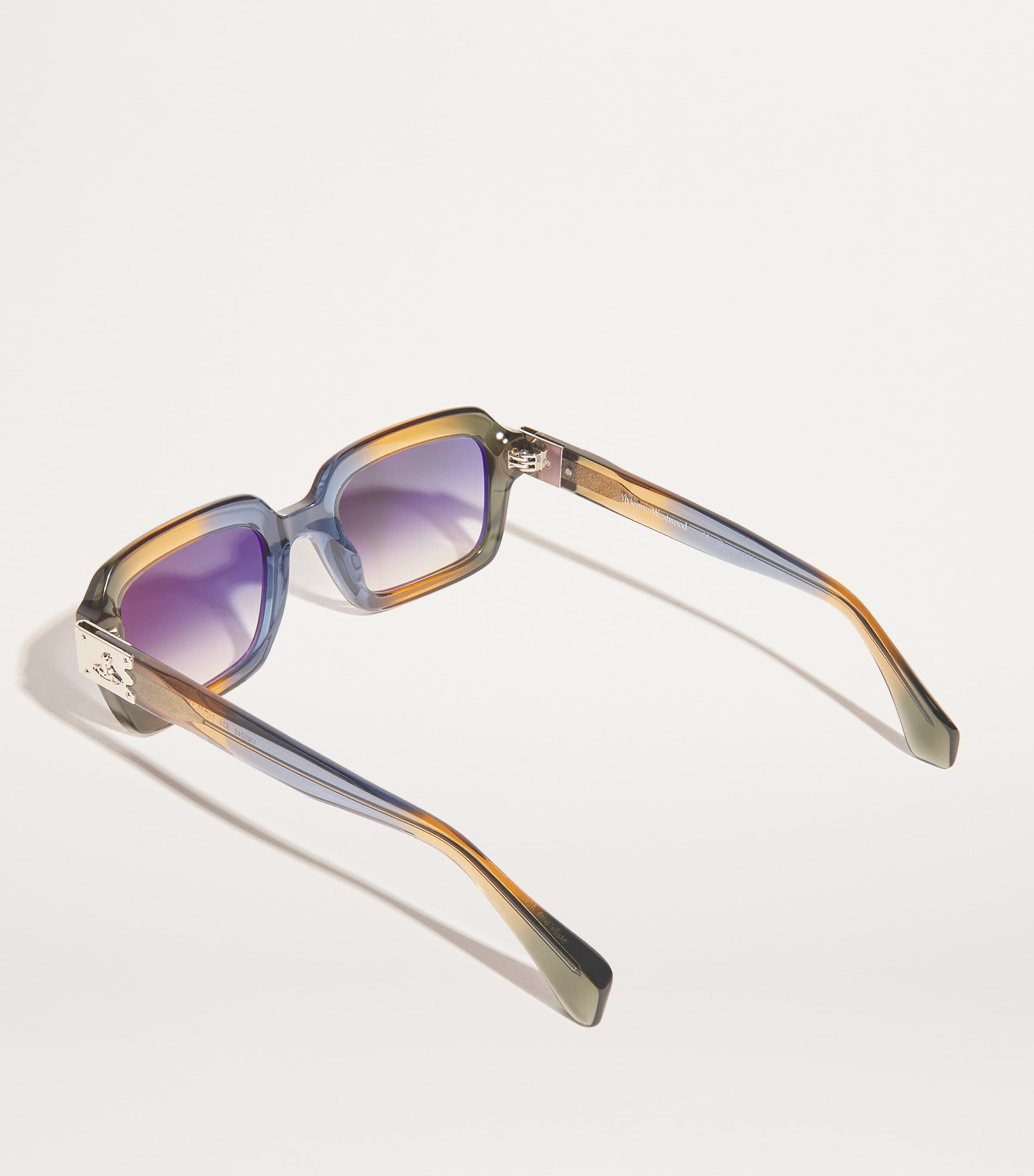 Gradient Rectangle Hardware Sunglasses CRYSTAL BLUE/MUSTARD Image 3